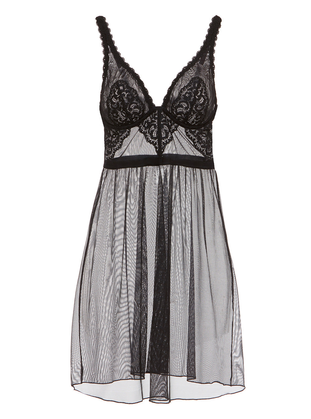 Black Peony Babydoll Lingerie Set - Sexy Lace Nightwear for Women - Perfect for Valentine's Day, Honeymoon & Romantic Nights