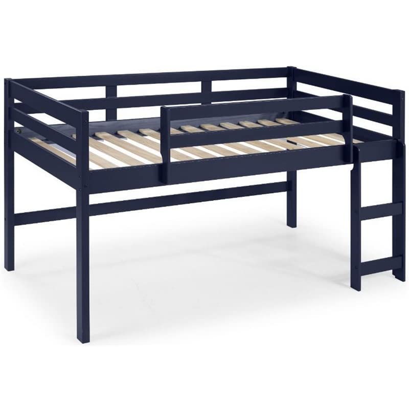 Lara Twin Loft Bed with Desk - Navy Blue Wooden Bunk Bed for Kids & Teens - Space-Saving Study & Sleep Solution for Small Bedrooms
