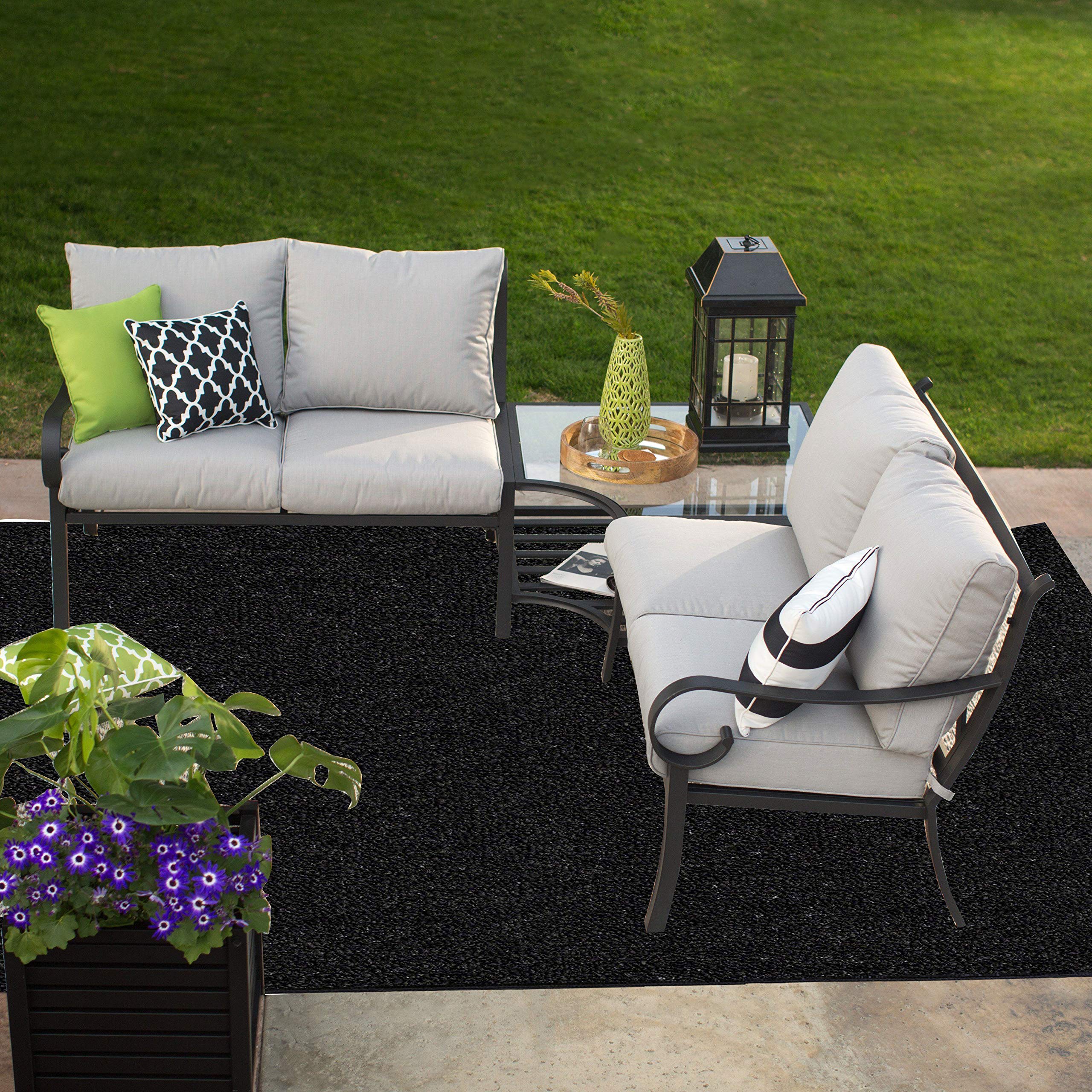 Stain & Fade Resistant 5' x 7' Rectangle Indoor Outdoor Area Rug - Pet & Kid Friendly, Easy Care, Made in USA | Perfect for Patio, Deck, Living Room & Wedding Decor