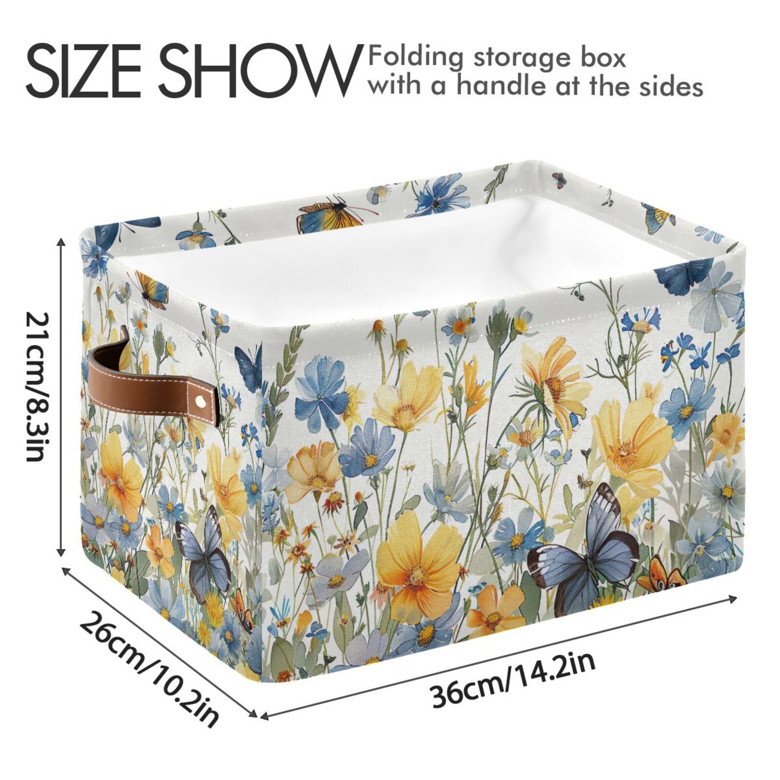 Foldable Canvas Storage Baskets with Handles - 2 Pack Rectangle Fabric Organizer Boxes for Clothes, Home & Office Organization | Perfect for Closet Shelves, Bedroom Decor & Laundry Room Storage