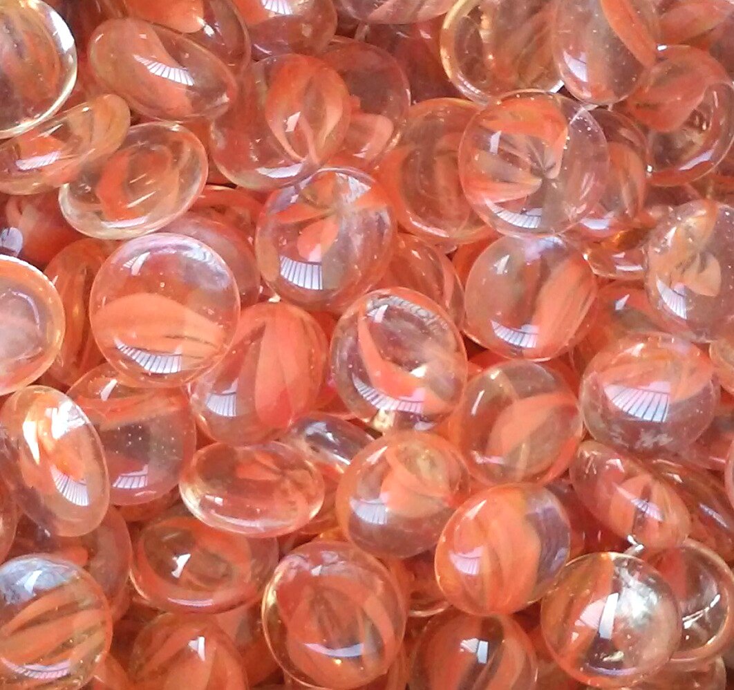 Glass Gems Vase Fillers - 1 LB Orange Cat-Eye Beads for Home Decor, Wedding Centerpieces & DIY Crafts
