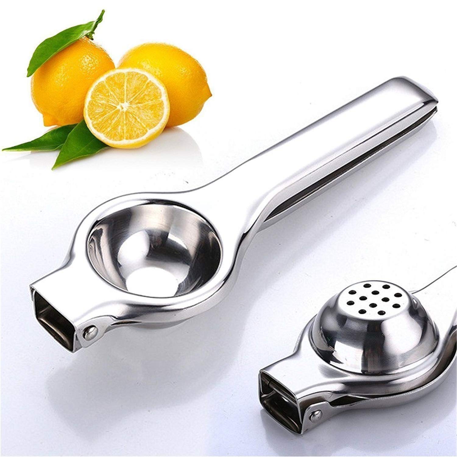 Stainless Steel Manual Lemon Juicer & Citrus Press - Handheld Lime Squeezer for More Fruit Juice Extraction - Perfect for Cocktails, Baking & Healthy Drinks (Silver)