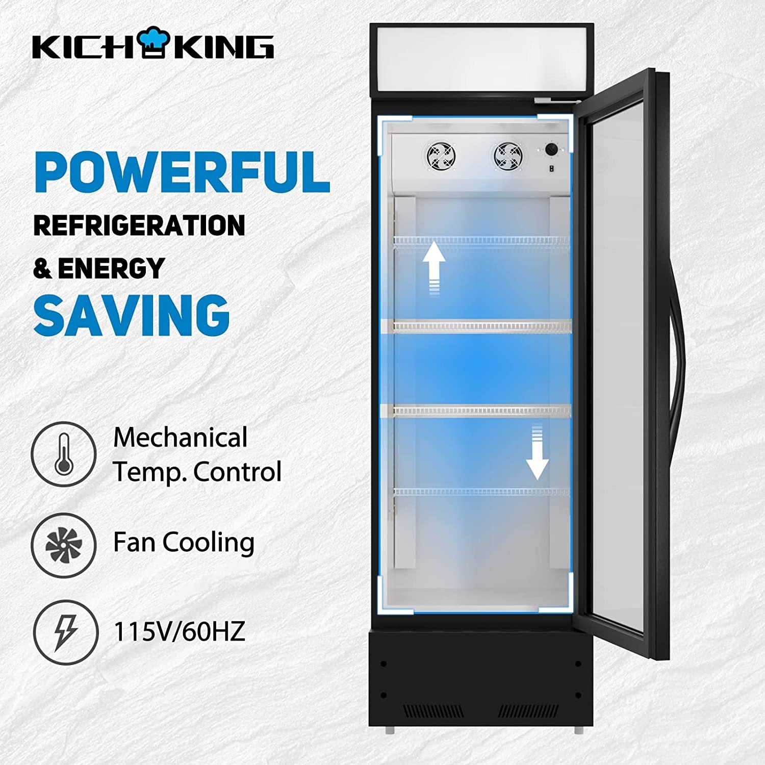 Commercial Glass Door Refrigerator - 8.0 Cu Ft Single Door Merchandiser Cooler, ETL Certified, Black - Perfect for Retail Stores, Cafes, and Restaurants