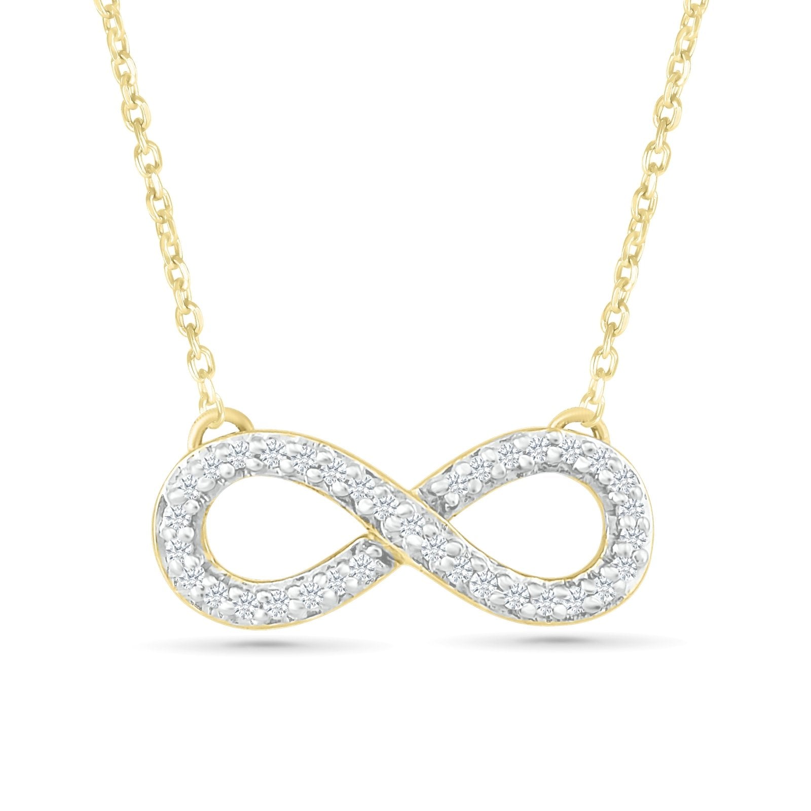 10K Yellow Gold Diamond Pave Infinity Pendant Necklace for Women - Elegant Jewelry Gift for Anniversary, Birthday & Valentine's Day