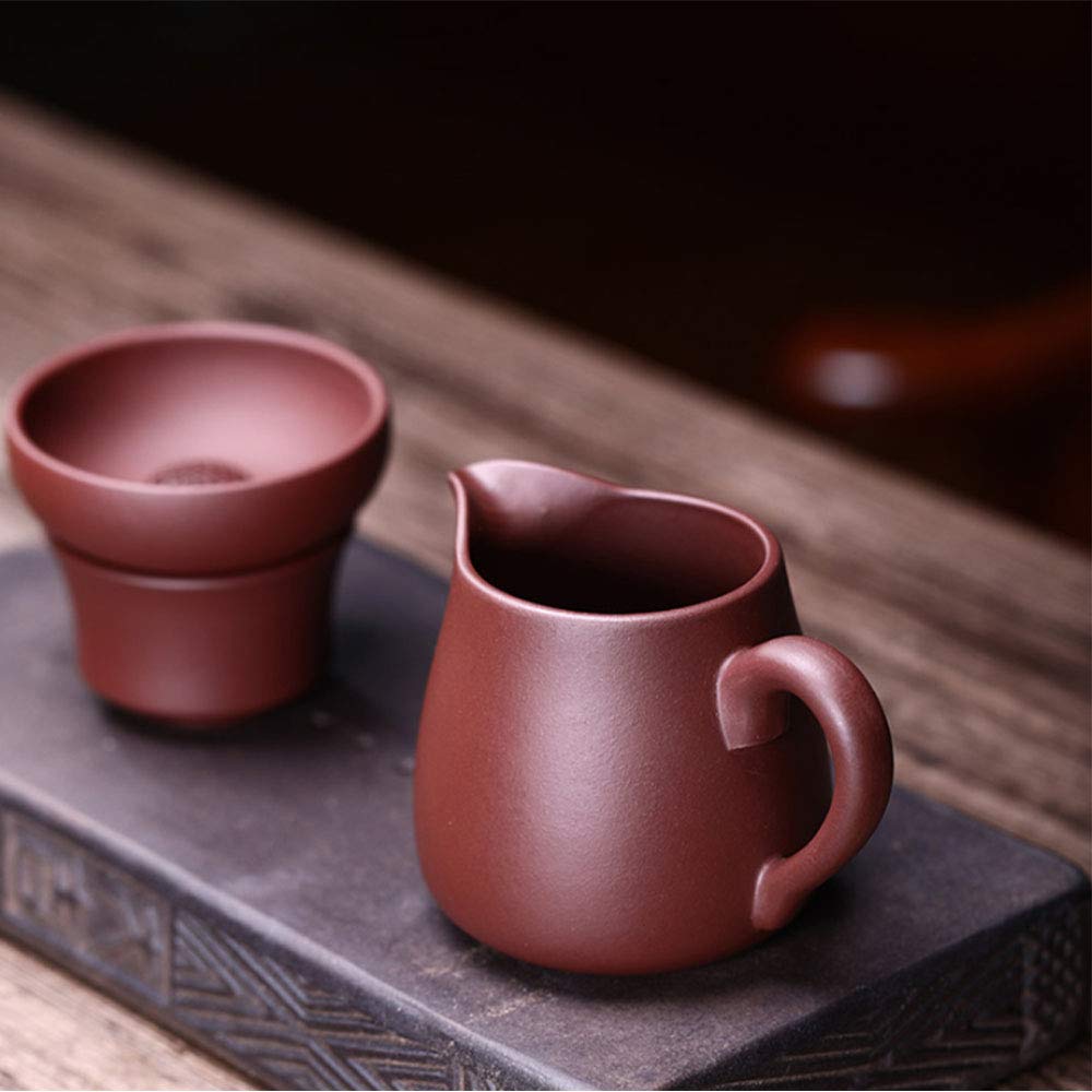 260ml Yixing Purple Clay Tea Set - Chinese Zisha Kung Fu Tea Accessory with Fair Cup & Tea Drain, Dicaoqing Ni Tea Pitcher for Brewing Oolong, Pu-erh & Green Tea - Perfect for Home, Office & Tea Ceremonies
