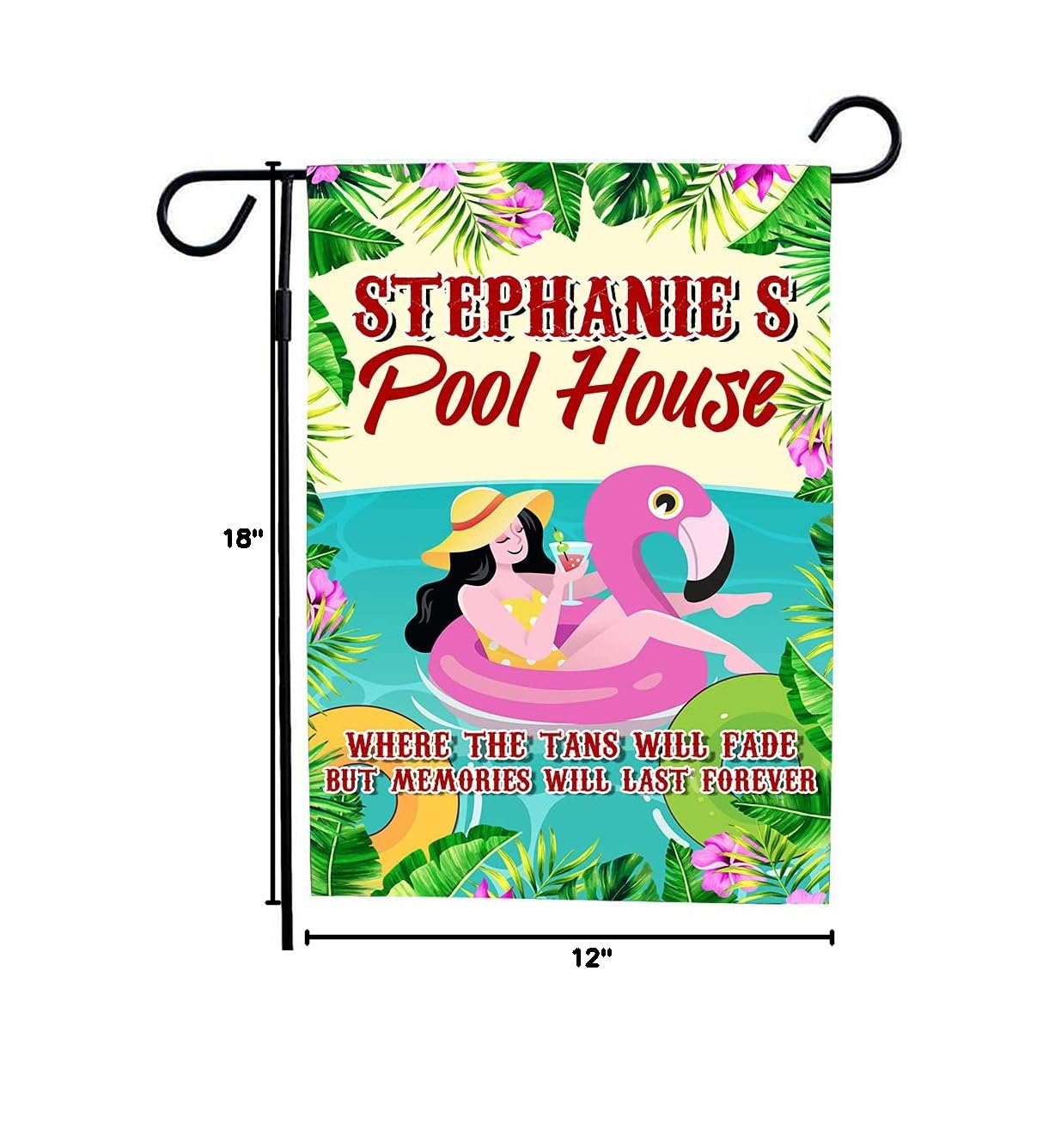 VOTANTA Personalized Custom Name Pool Garden Flag - Welcome to Our Pool, Pool Rules Sign, Funny Pool Party Decoration - 12