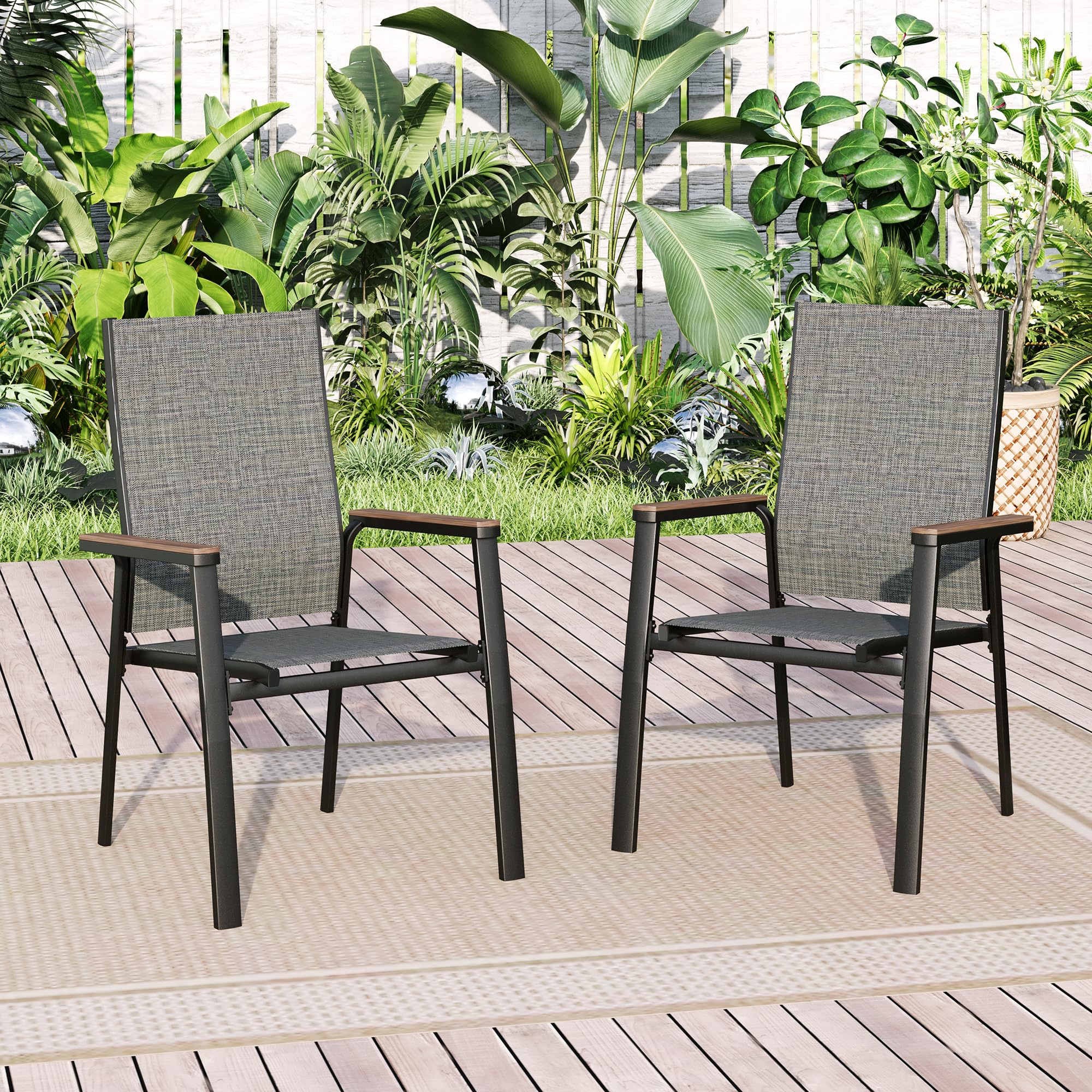 Sophia & William 2-Piece Stackable Aluminum Patio Dining Chairs - Lightweight Textilene Outdoor Chairs for Lawn, Garden, Backyard & Pool - Perfect for Outdoor Dining, Lounging & Entertaining