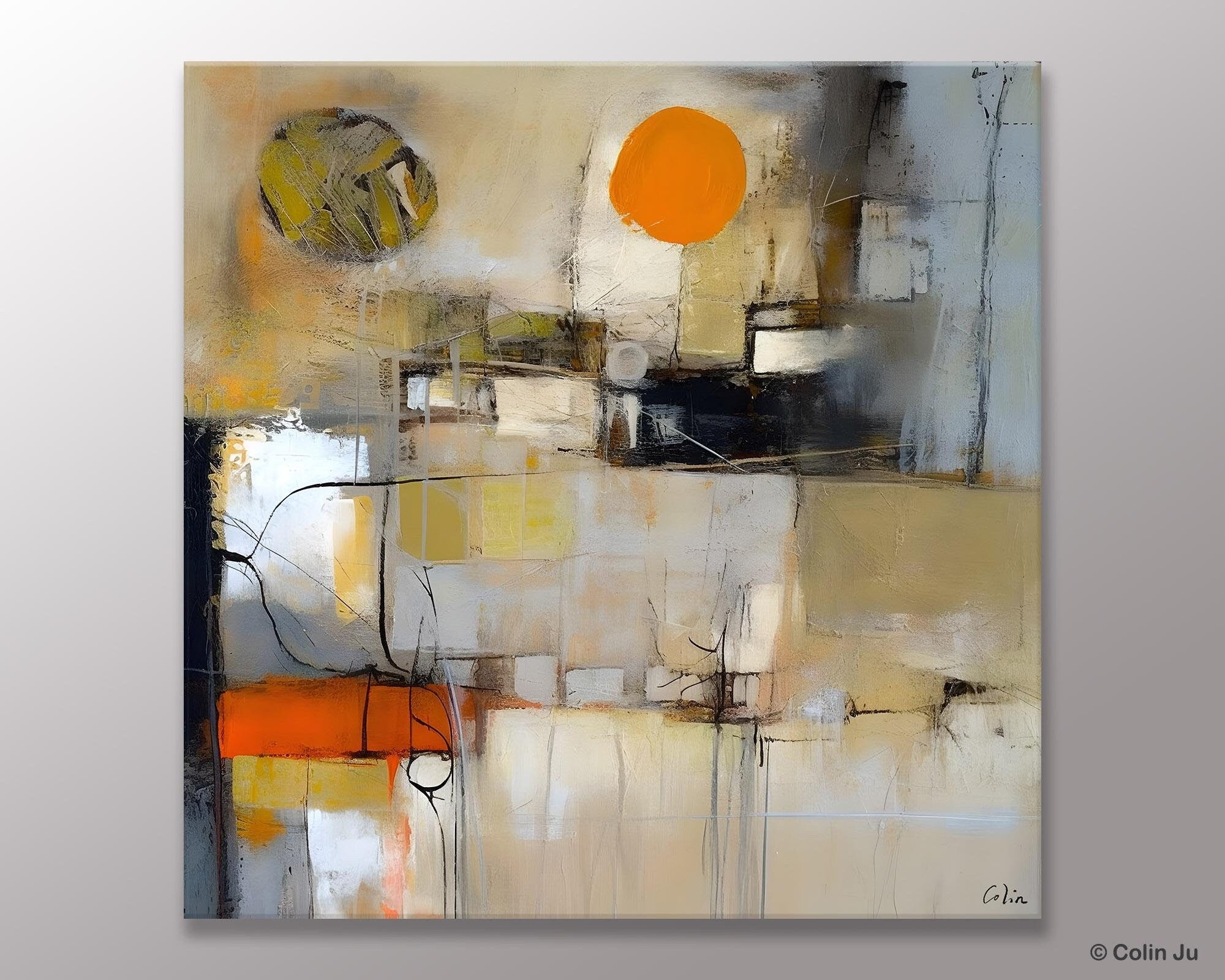Large Abstract Wall Art for Bedroom - Modern Acrylic Canvas Painting - Contemporary Original Artwork for Living Room & Office Decor
