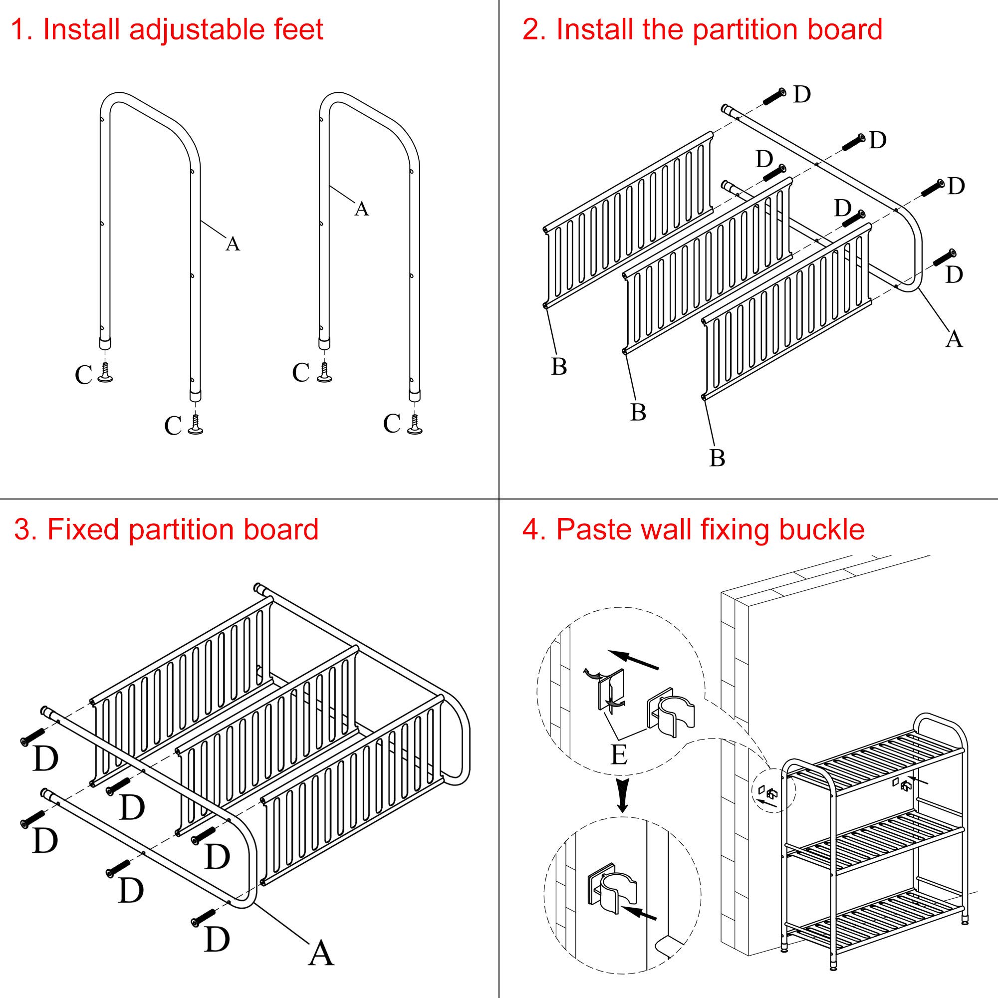JSB 3-Tier Adjustable Metal Shelf Unit - Heavy Duty Storage Rack Organizer for Kitchen, Bathroom, Living Room & Laundry - Space Saving Corner Shelf (Black) - Perfect for Pantry Organization & Home Storage Solutions