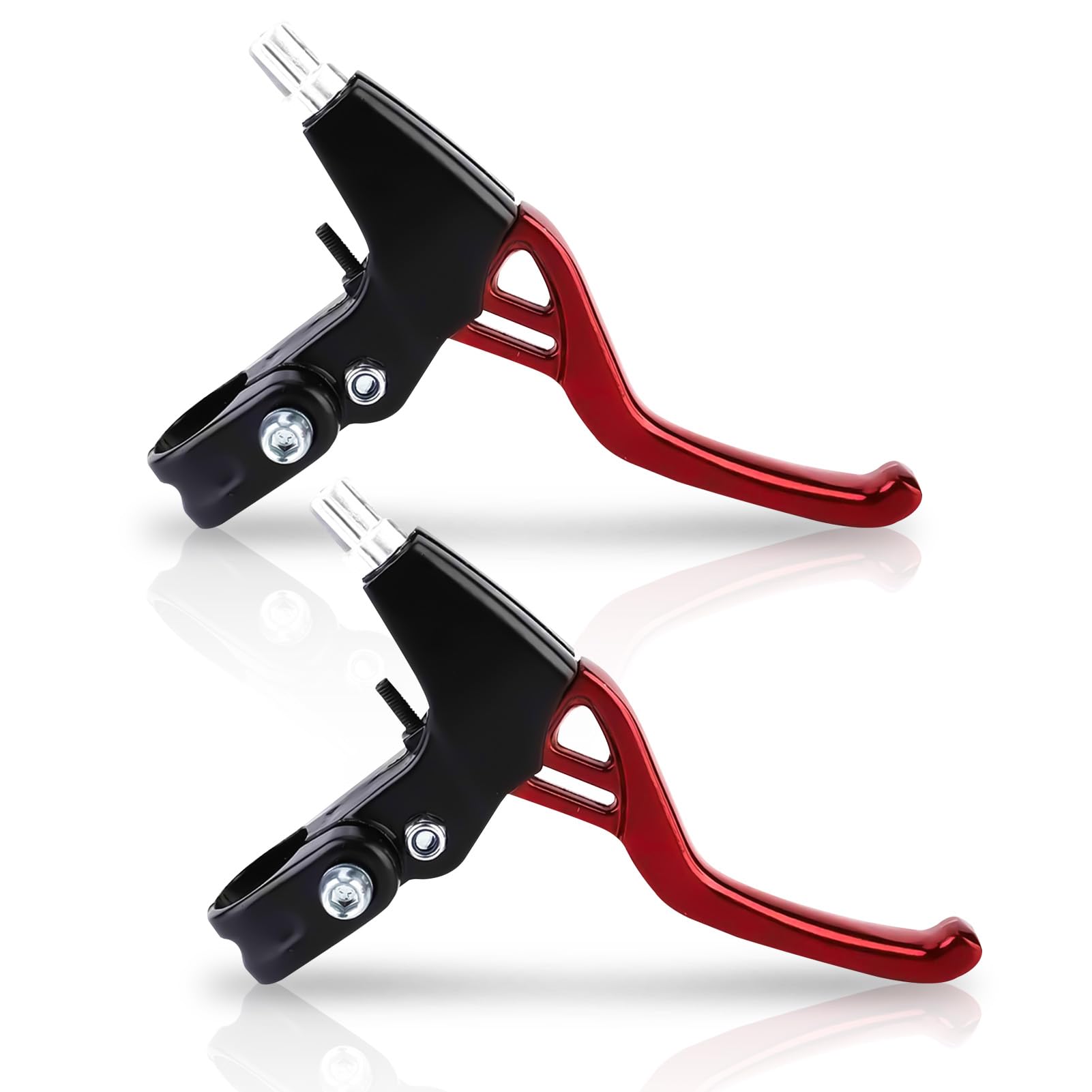 Universal Aluminum Alloy Bike Brake Levers - 1 Pair V-Brake Handles for Mountain, Road, BMX Bikes (2.2cm Diameter, Red) | Durable Braking System for Commuting, Trail Riding & Urban Cycling