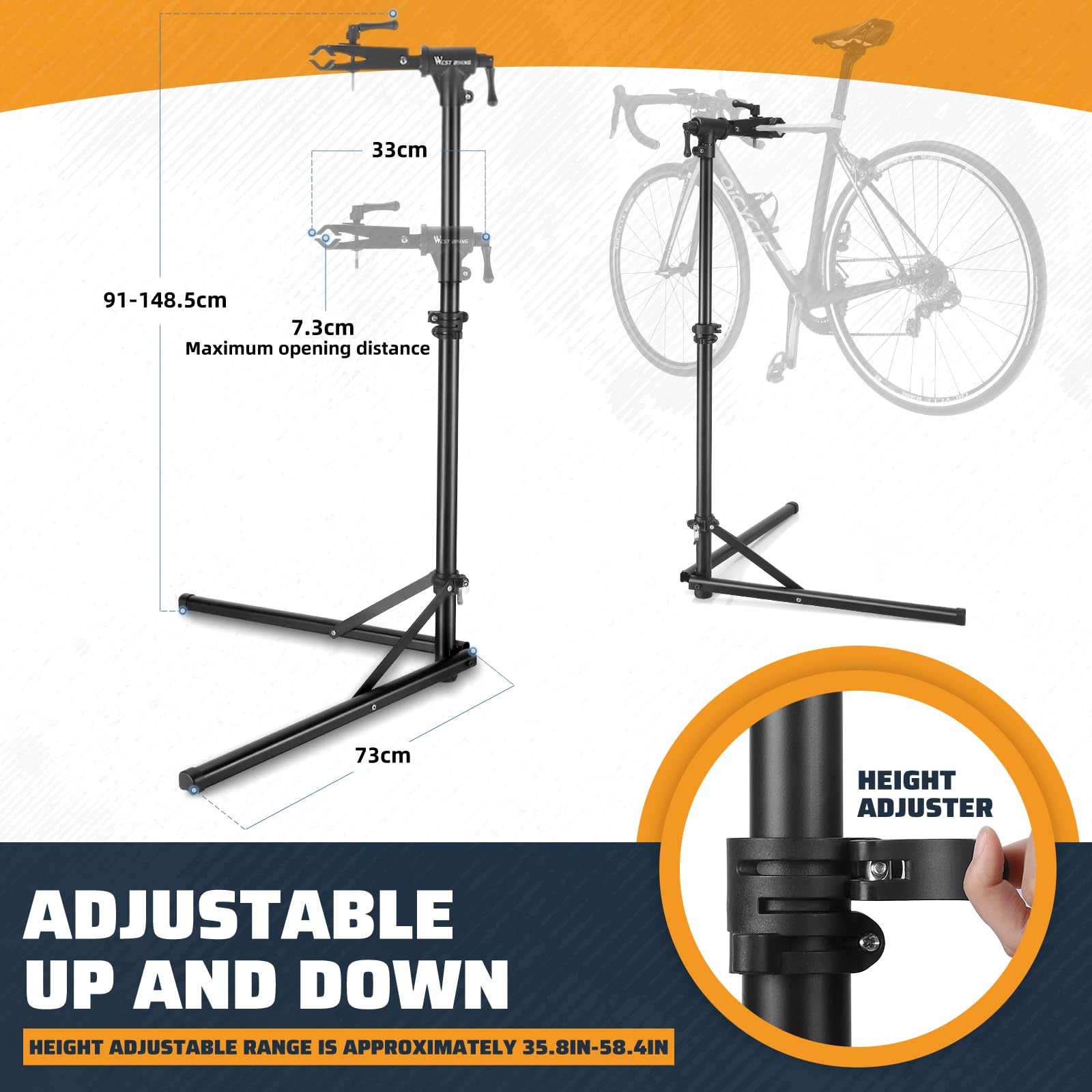 Premium Bike Repair Stand - Adjustable Height, Portable & Sturdy Bicycle Maintenance Stand for Mountain & Road Bikes | Ideal for Home Garage, Outdoor Cycling & Professional Bike Shops