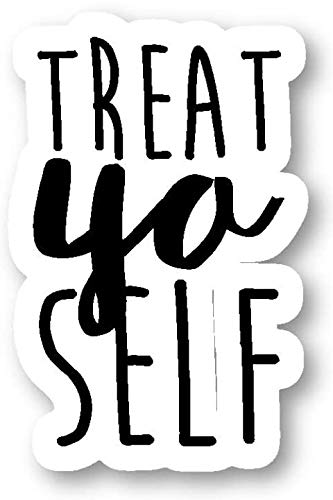 Funny Parks and Recreation Quote Stickers - 'Treat Yo Self' Vinyl Decal for Car, Truck, Window & Bumper (5 Inch) - Perfect for Fans, Gifts & Pop Culture Decor