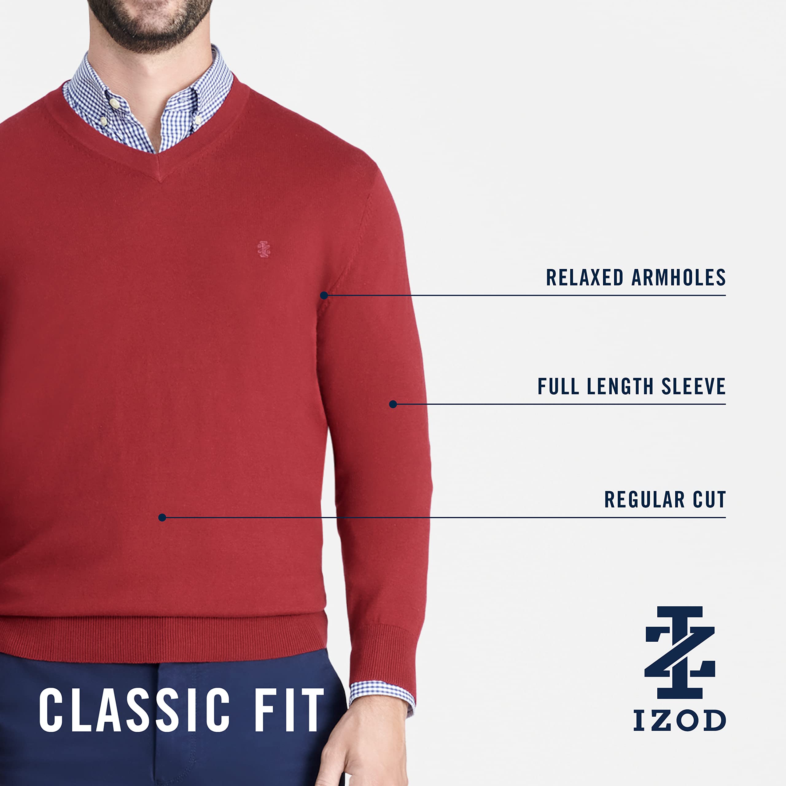 IZOD Men's Premium Soft V-Neck Sweater - Comfortable Casual Pullover for Fall & Winter - Perfect for Office, Date Night & Weekend Outings