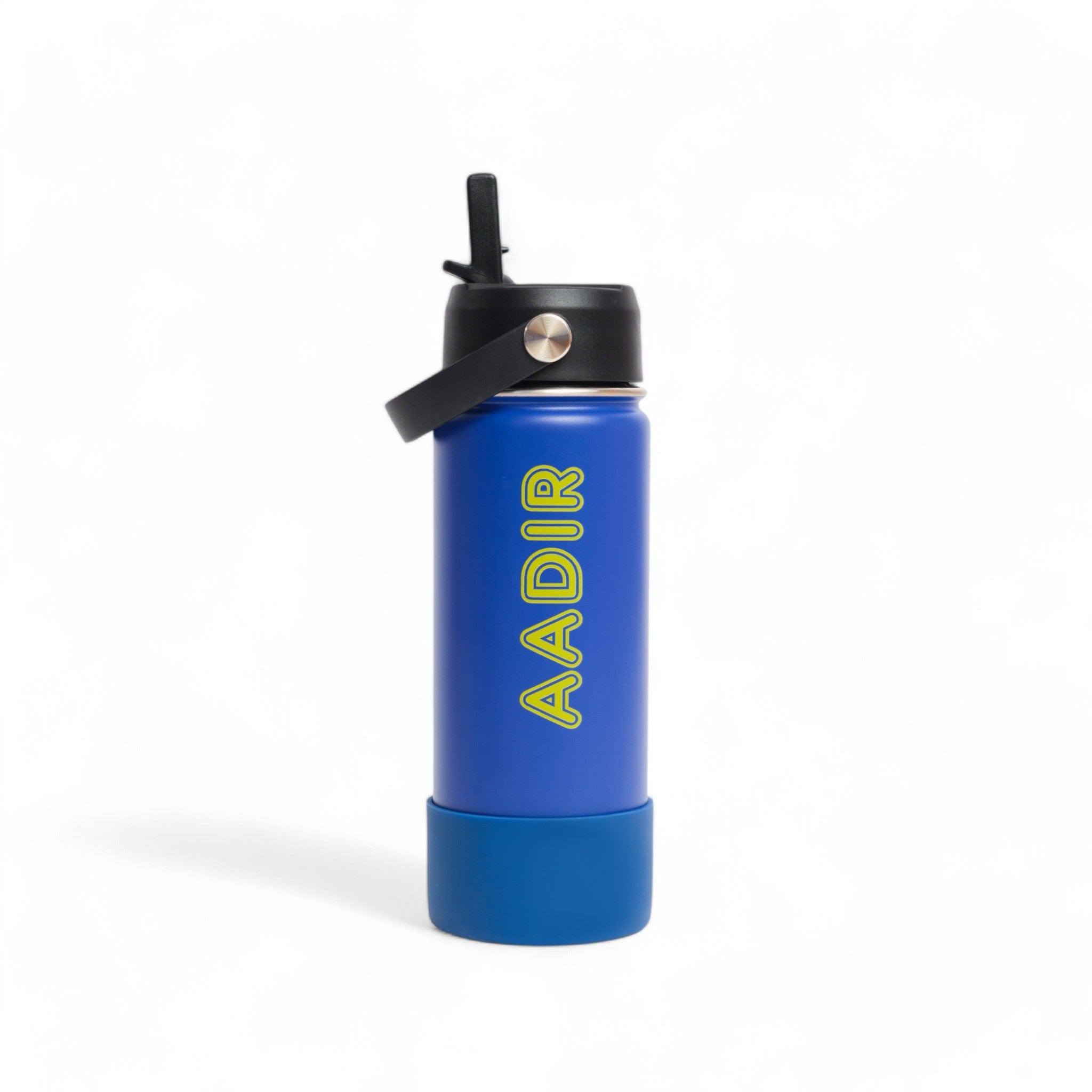 Big Blue Blok Party Bottle - 32oz Insulated Stainless Steel Water Bottle with Straw & Handle - Perfect for Outdoor Adventures, Gym, Work & Travel