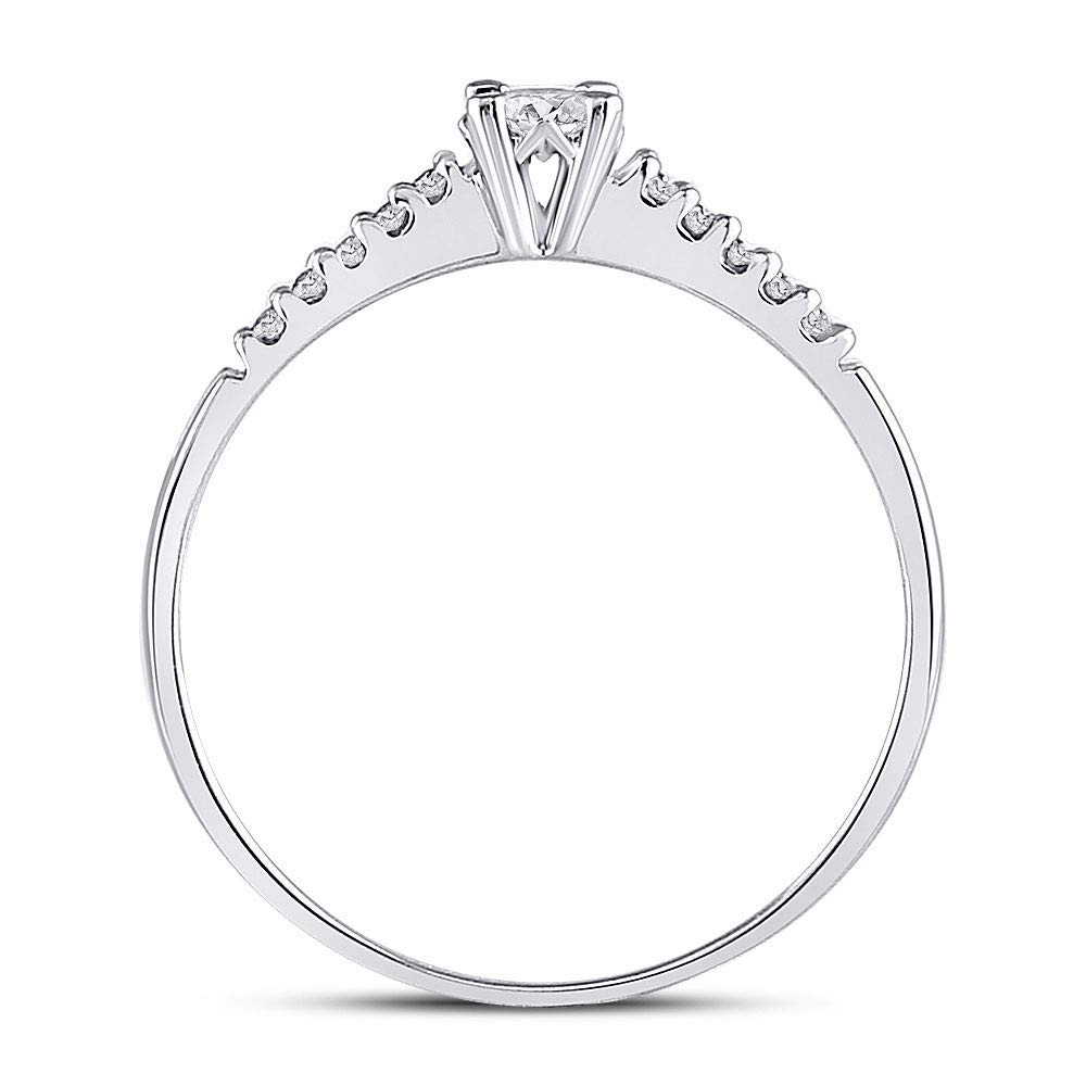 10K White Gold Women's Round Diamond Solitaire Promise Ring - 1/8 CTTW - Perfect for Engagement, Anniversary & Special Occasions