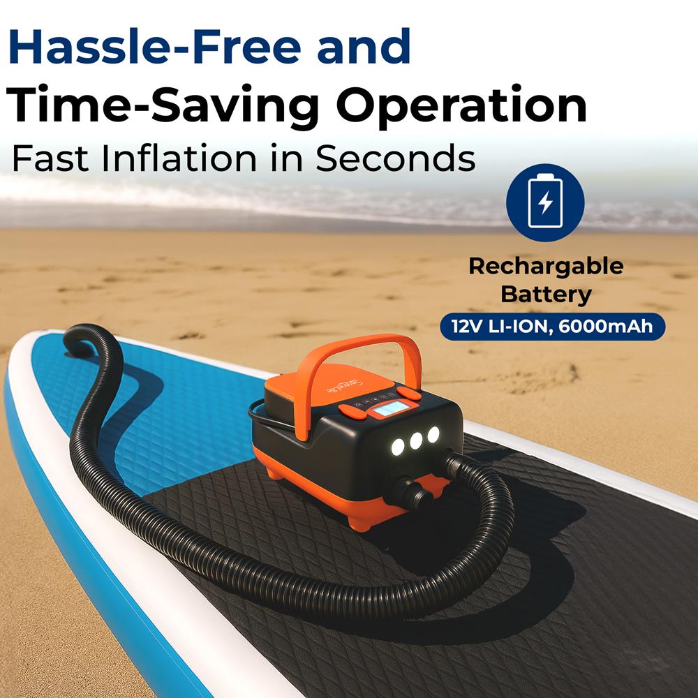 Portable SUP Air Pump - Electric Inflator & Deflator for Stand Up Paddle Boards - Fast Inflation for Beach, Pool & Water Sports Accessories