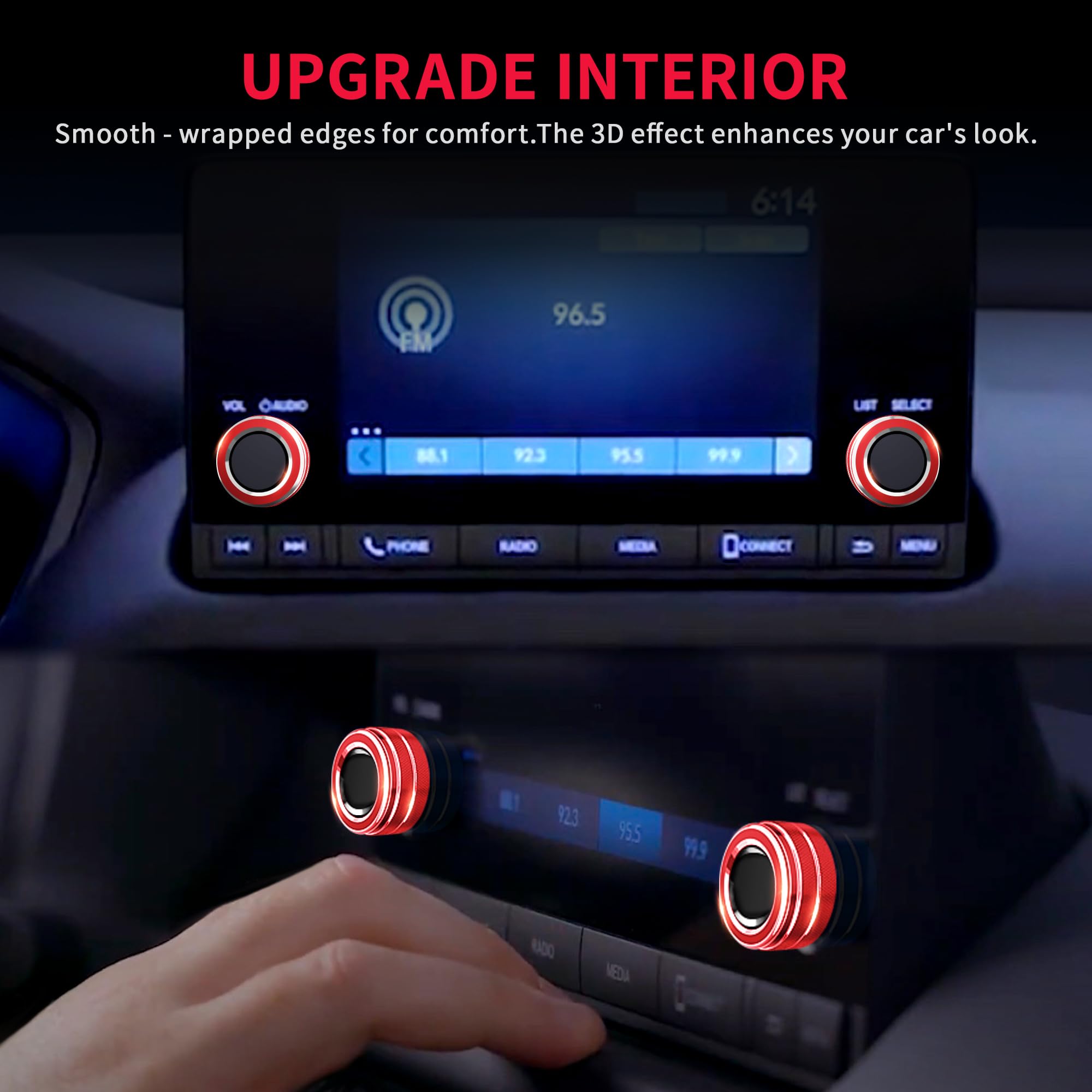 2022-2025 Honda Accord/HRV/CRV/Civic Interior Accessories Kit - 8pcs AC Knob Cover, Volume Control, Warning Lights & Push Start Button Trim Ring (Red) | Car Dashboard Decoration & Protection