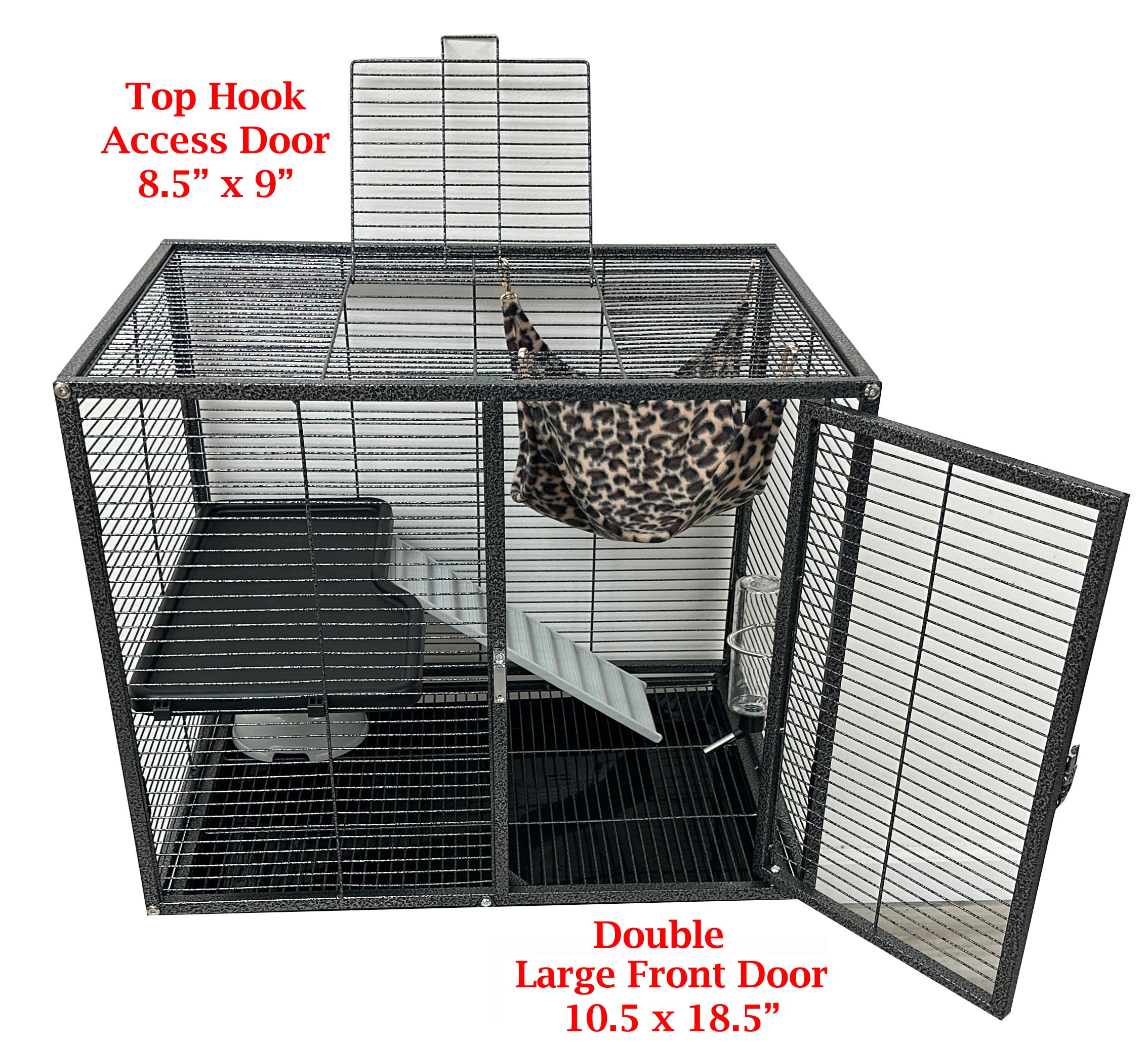 Large 2-Story 4-Tier Small Animal Cage with 1/2-Inch Bar Spacing - Secure Habitat for Ferrets, Chinchillas, Rats, Hamsters & Gerbils - Perfect for Playtime, Sleeping & Exercise in Home or Office