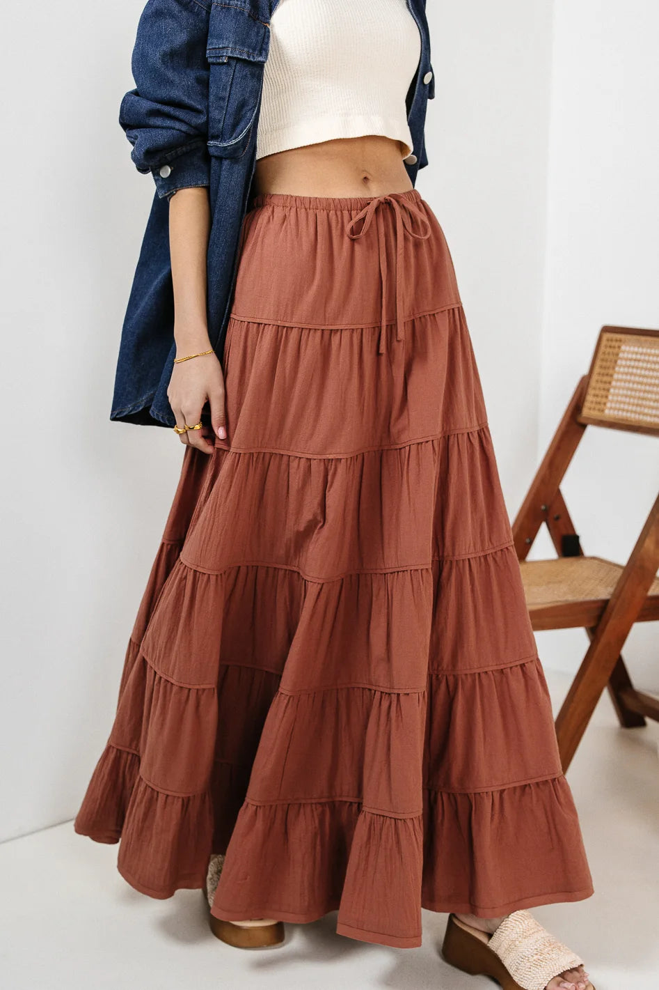 Kenzington Tiered Skirt in Brown | Women's Fashion Skirt | Perfect for Casual Wear, Office & Date Night | FINAL SALE