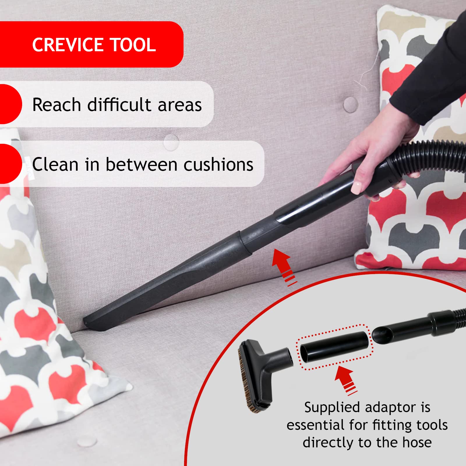 SPARES2GO Vacuum Cleaner Tool Brush Kit - Compatible with Numatic Henry & Hetty Models (2.5m Cable) | Replacement Accessories for Deep Cleaning Carpets, Upholstery & Hard Floors
