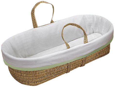 Forever Mine Baby Doll Moses Basket Bedding Set - Soft Sage Green Crib for Newborn & Toddler Dolls - Perfect for Pretend Play, Nursery Decor & Gift Giving