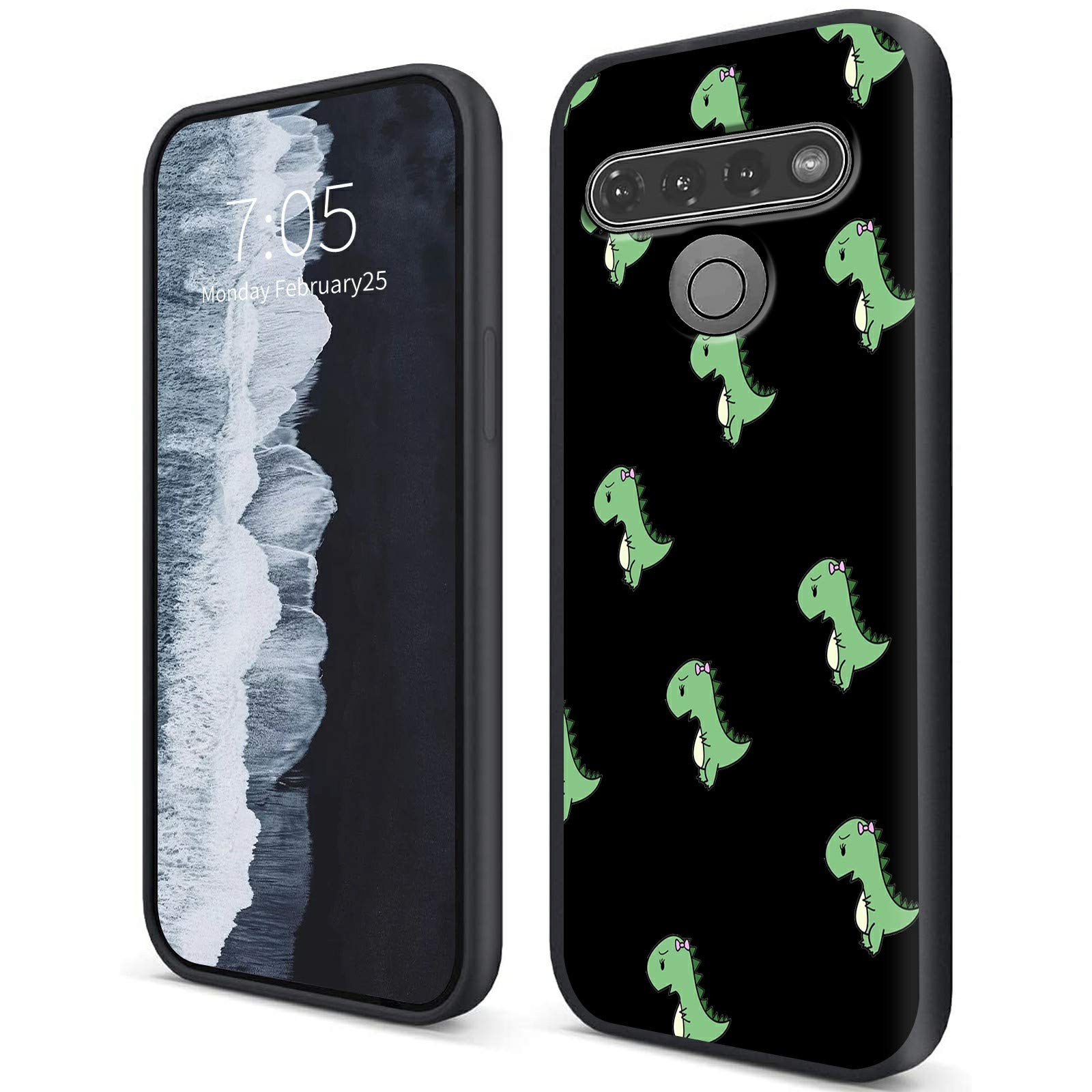 Shockproof Liquid Silicone Gel Case for LG Stylo 6 - Anti-Scratch Microfiber Lining & Dinosaur Cartoon Design | Full-Body Protection Hard Shell Cover | Perfect for Daily Use, Work, and Travel