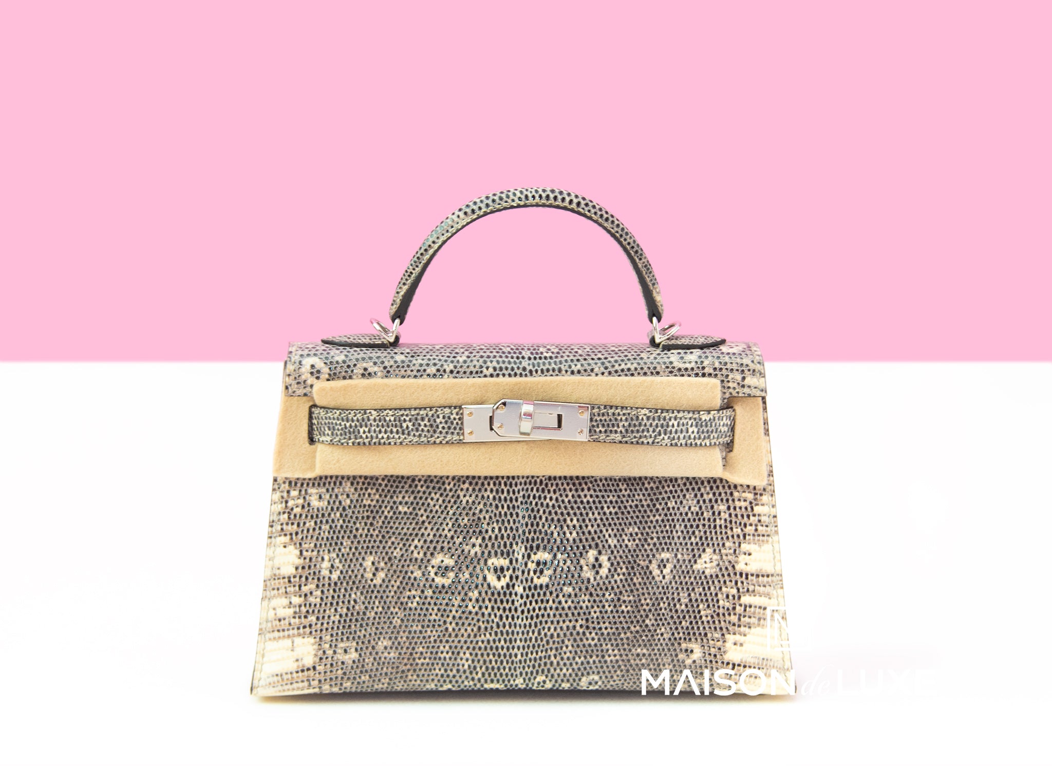 Hermes Mini Kelly II 20 Ombré Lizard Natural Leather Handbag - Luxury Designer Crossbody Bag for Women, Perfect for Evening Events & Special Occasions