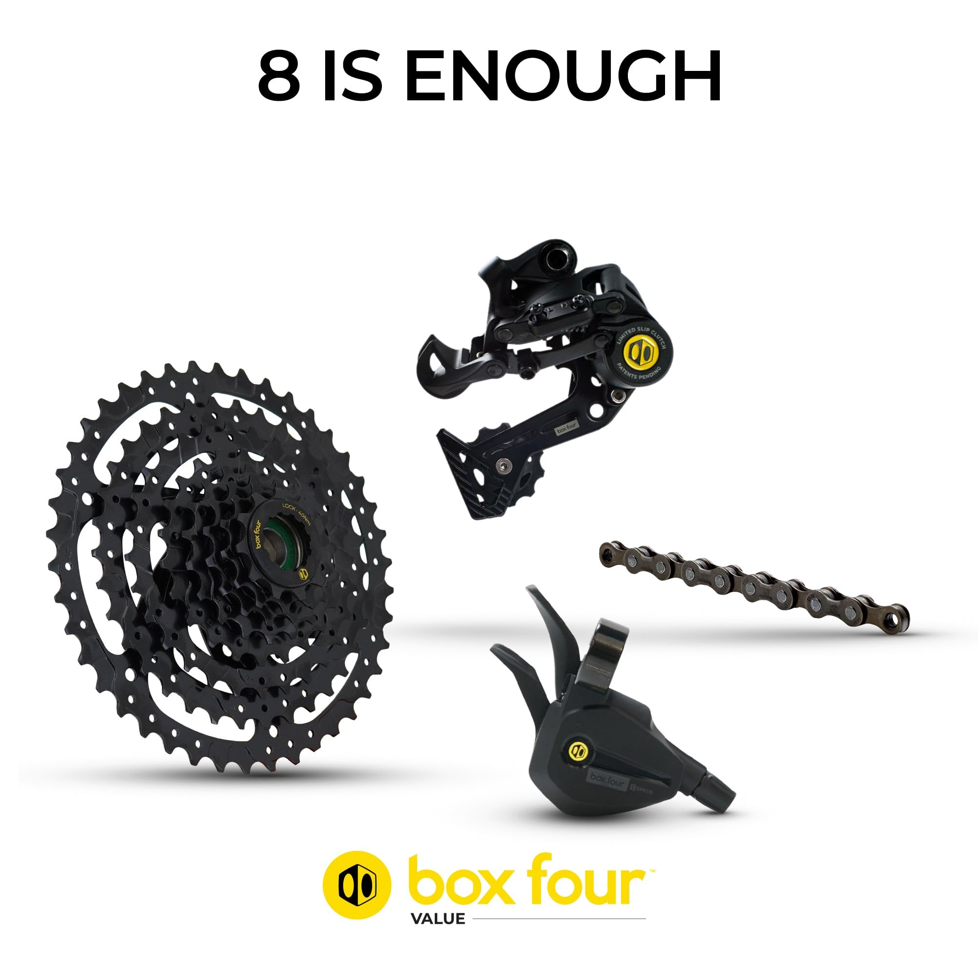 8-Speed Multi-Shift Bike Groupset for Non-E-Bike & E-Bike - Rear Derailleur, Shifters, Cassette, Chain & Housing Kit - Mountain Bike Drivetrain Upgrade for Trail Riding & Commuting