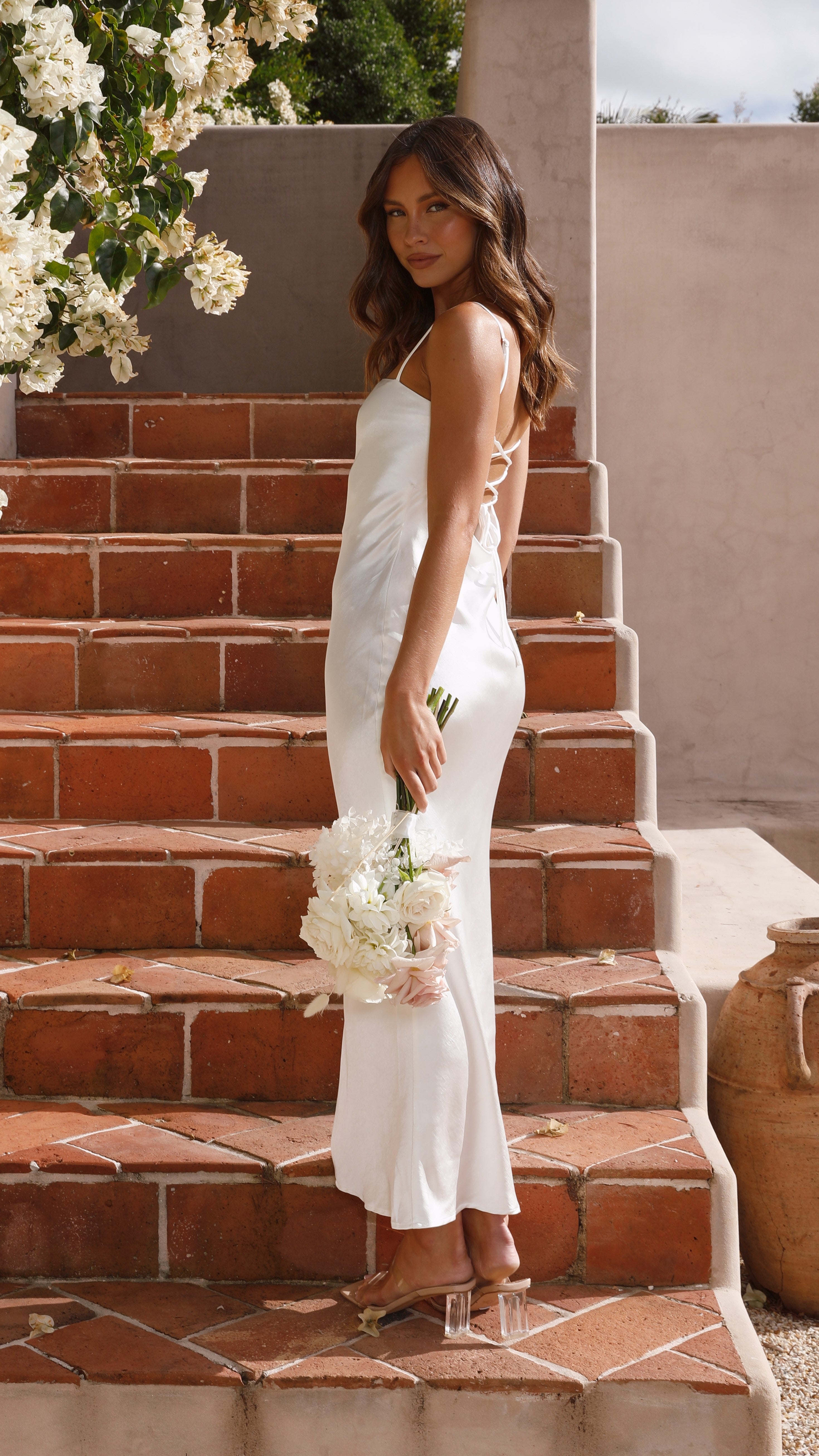 Keira Maxi Dress with Pearl Embellishments - Elegant Long Flowy Dress for Women, Perfect for Weddings, Parties & Special Occasions