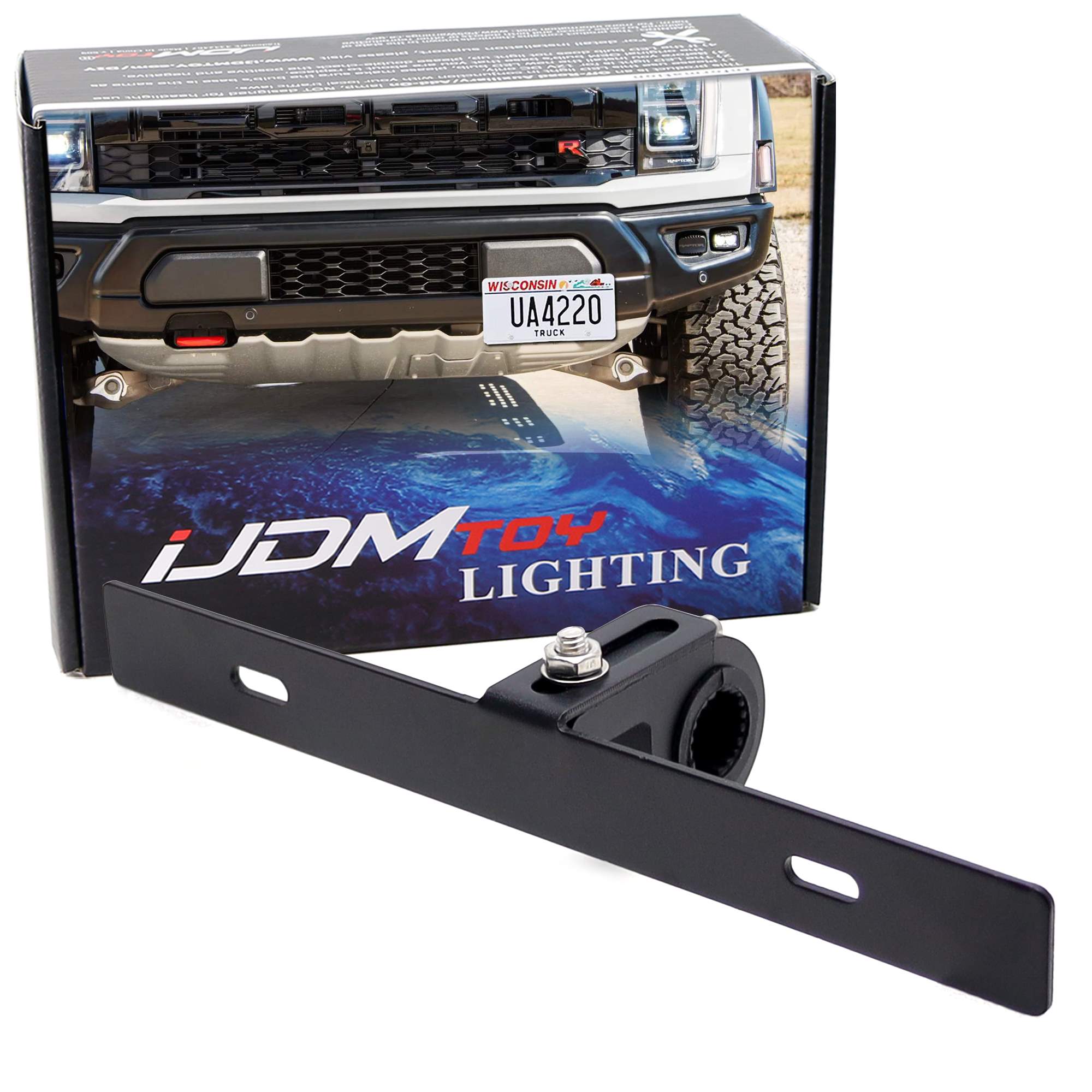 Front Tow Hook License Plate Relocation Mount Kit for 2021+ Ford F150 Raptor - Off-Road & Street Legal Compliance