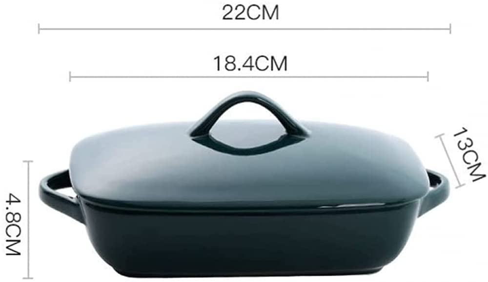 Ceramic Casserole Dish with Lid - Rectangular Baking Pan for Lasagna & Cakes | Oven & Microwave Safe