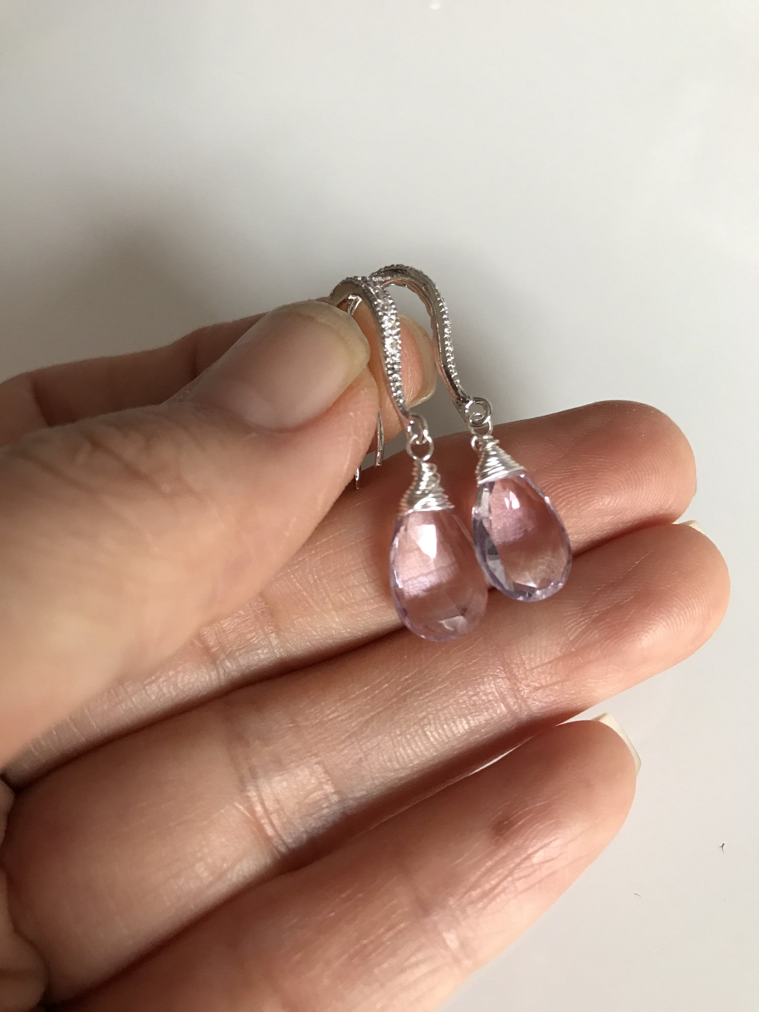 Nalani Pink Amethyst Earrings (E345) – Elegant Dangle Earrings for Women, Perfect for Weddings, Parties & Special Occasions