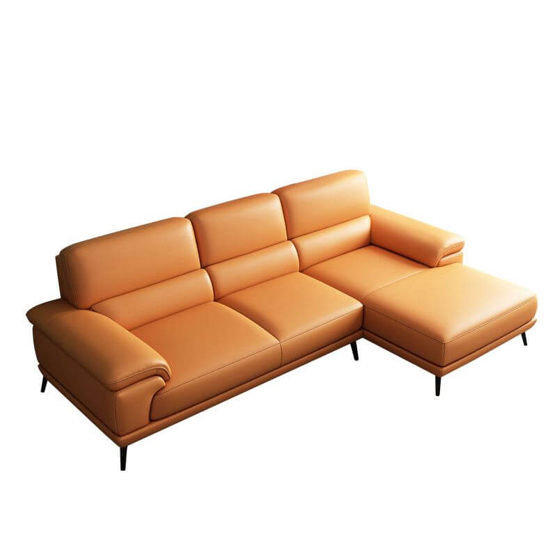 Modern Leather Cushion Back Modular Sofa Set - Pillow Top Arm Sofa for Living Room, Lounge & Home Theater - Comfortable Sectional Couch for Relaxing & Entertaining