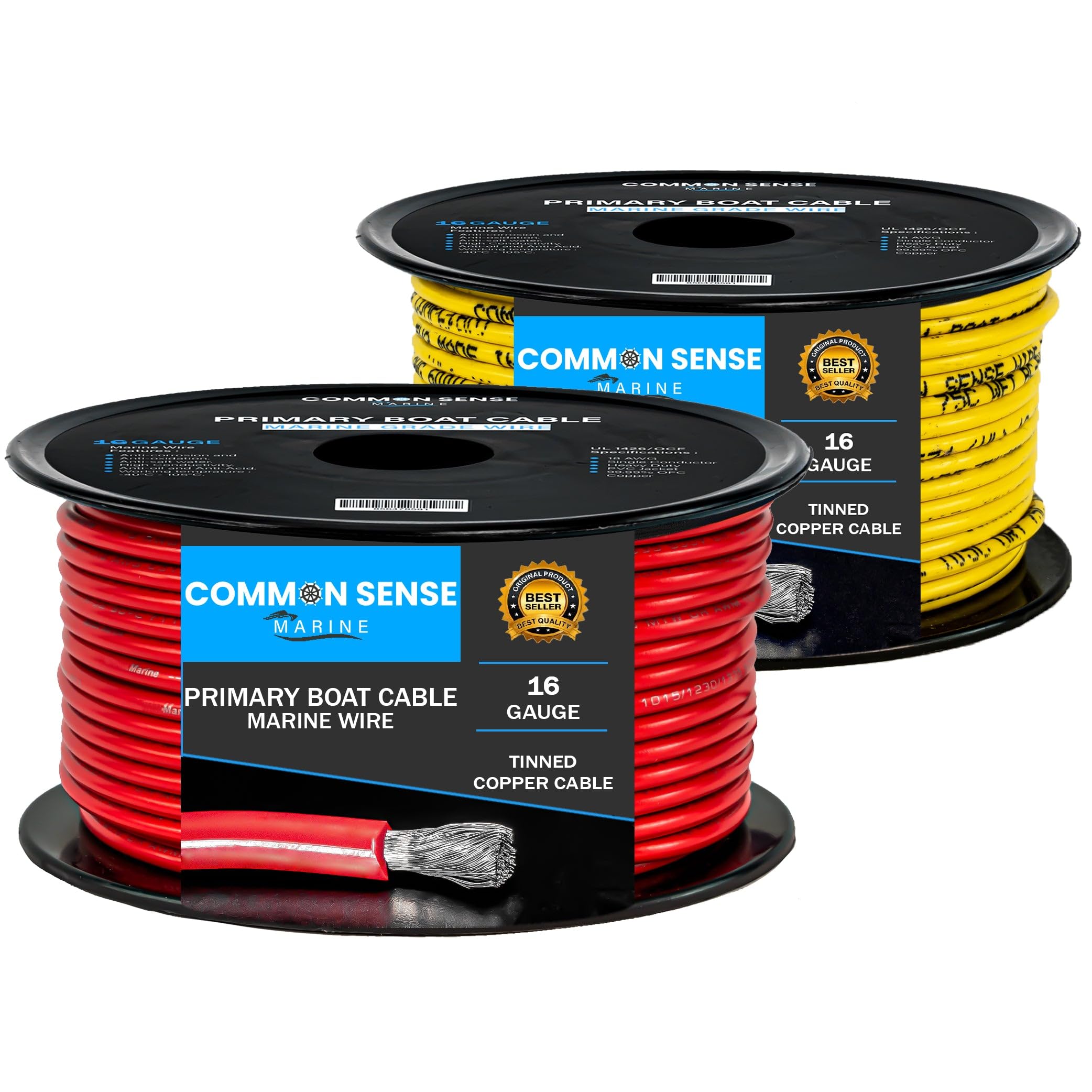16 AWG Marine Grade Tinned Copper Boat Cable - 500 ft UL 1426 Certified PVC Wire for Boats, Trailers, RVs & Automotive Use | Oxygen-Free Conductor for Speakers, Campers & Marine Electrical Systems
