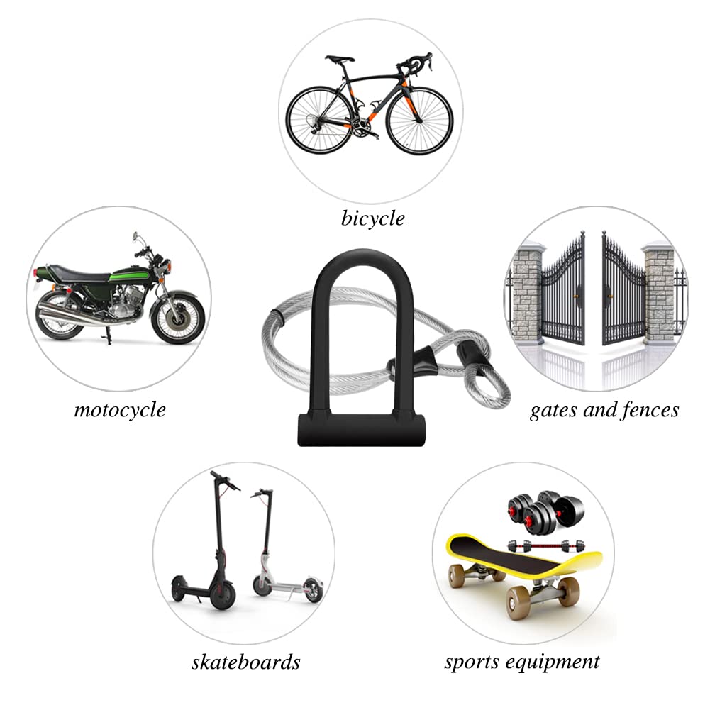 Heavy Duty Anti-Theft Bike U Lock with 16mm Shackle & 4ft Security Cable - Secure Combination U-Bolt Lock for E-Bikes, Mountain Bikes, Road Bikes (Small) - Ideal for Urban Commuting, Campus Security & Outdoor Cycling
