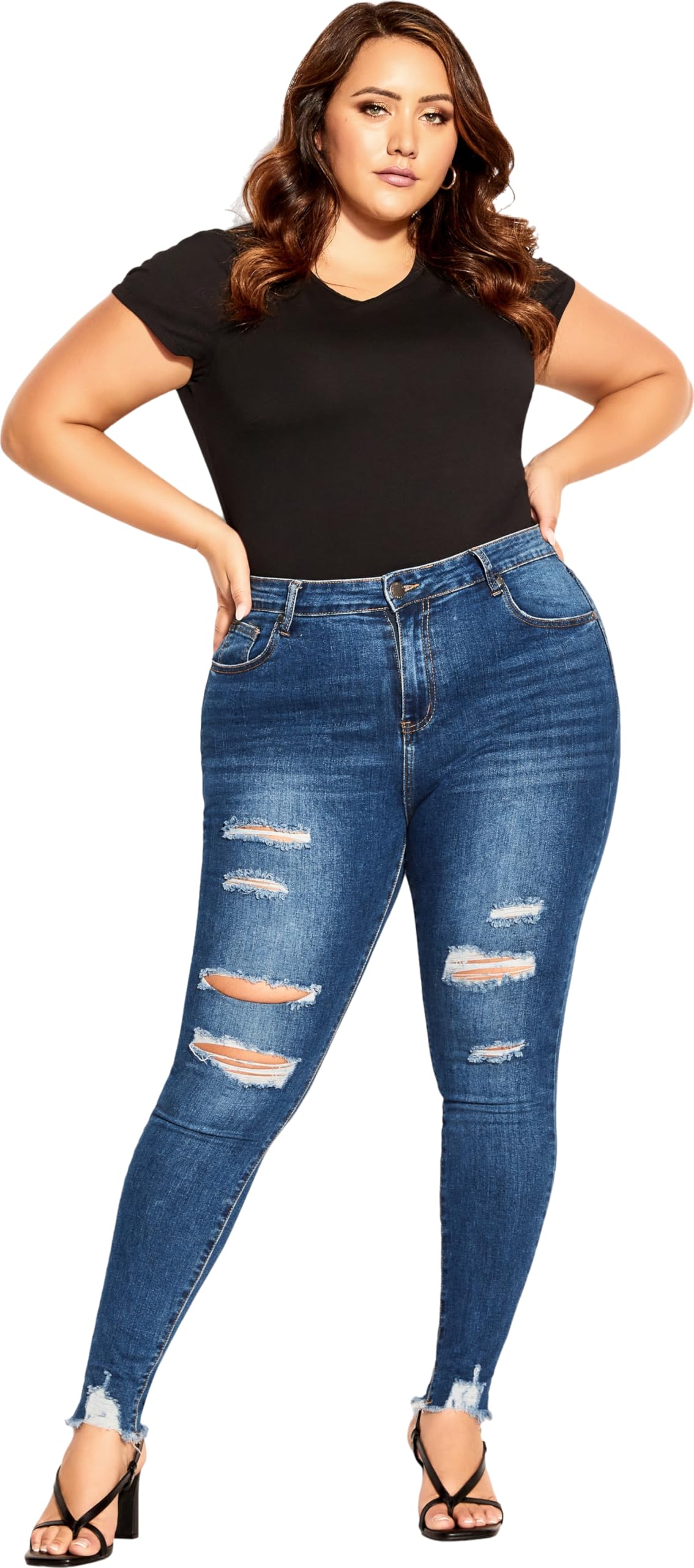 Plus Size Women's Jeans - Wild Rose Stretch Denim Pants for Casual Wear & Everyday Comfort | Avenue Fashion