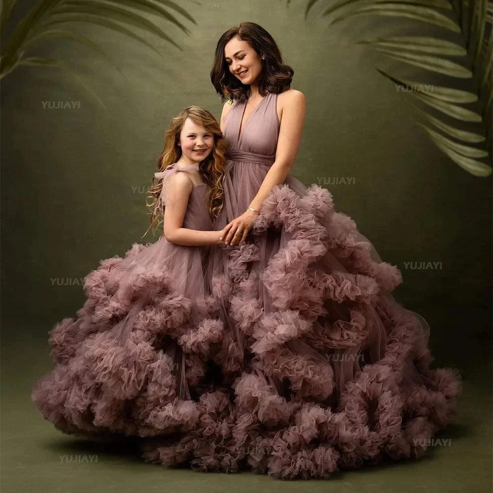 Puffy Tulle Mother Daughter Party Dresses - Elegant Matching Outfits for Special Occasions | Perfect for Weddings, Birthday Parties & Family Photos