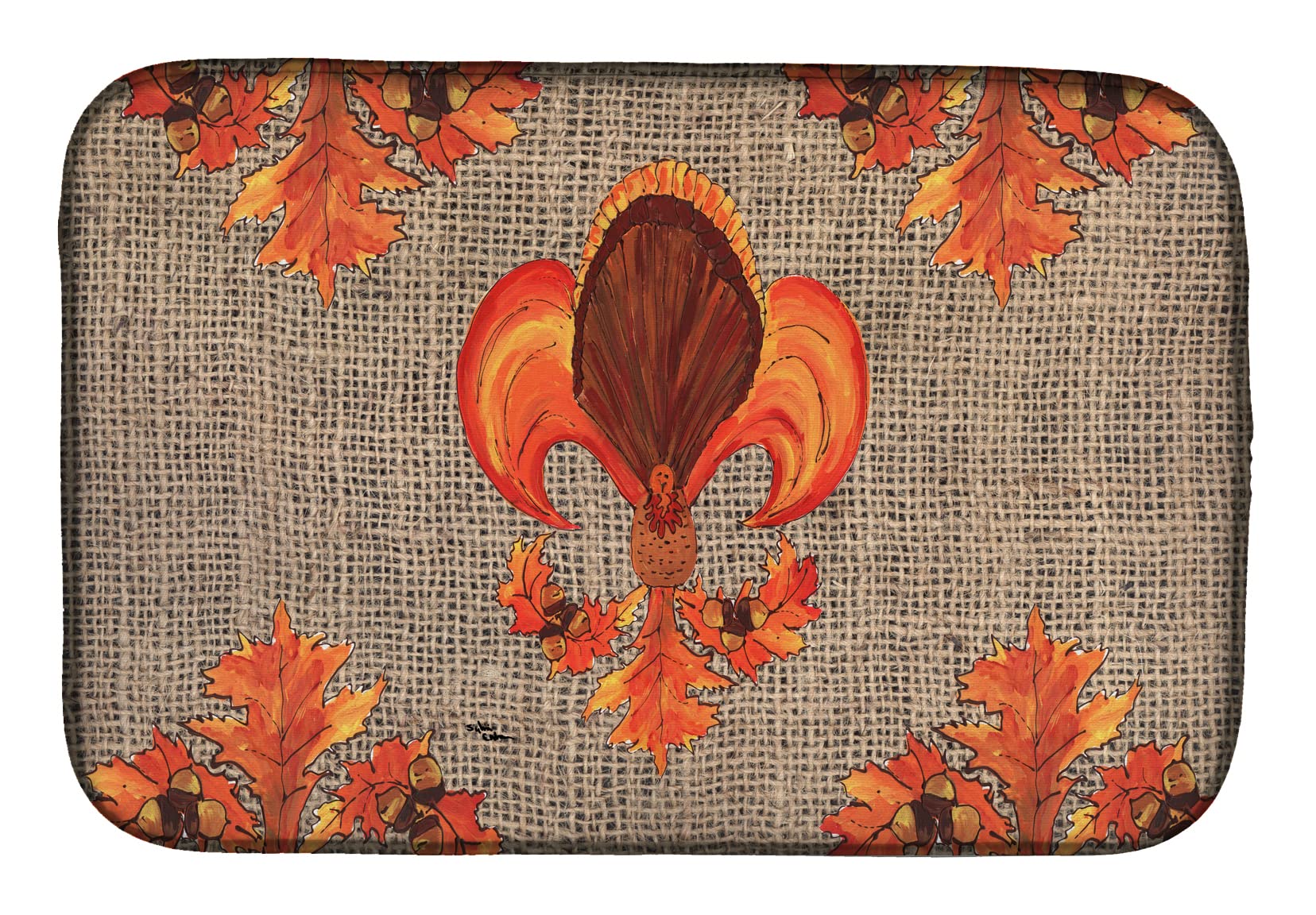 Thanksgiving Turkey Dish Drying Mat - Absorbent Kitchen Counter Pad 14x21