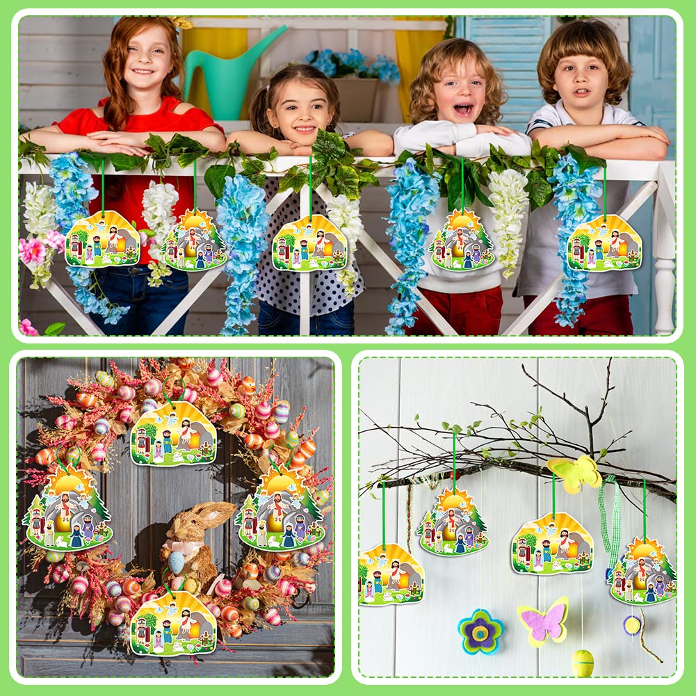 FaCraft 24 Easter Craft Kits for Kids - Religious Sticker Scenes for Sunday School & Bible Study