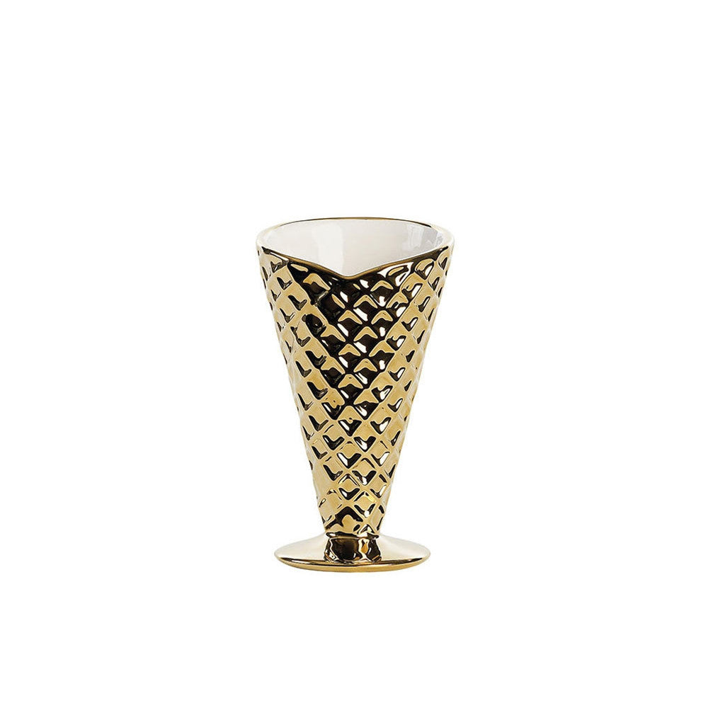 Ms Etoile Premium Ice Cream Bowl - Elegant Ceramic Glass with Gold Accents - Perfect for Dessert Parties, Ice Cream Sundaes & Elegant Home Dining