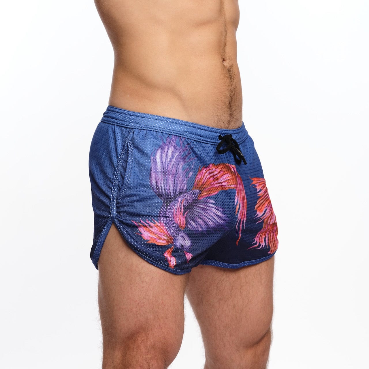 Premium Purple Mesh Fighting Fish Shorts - Breathable & Comfortable for MMA, Boxing, and Workout Training