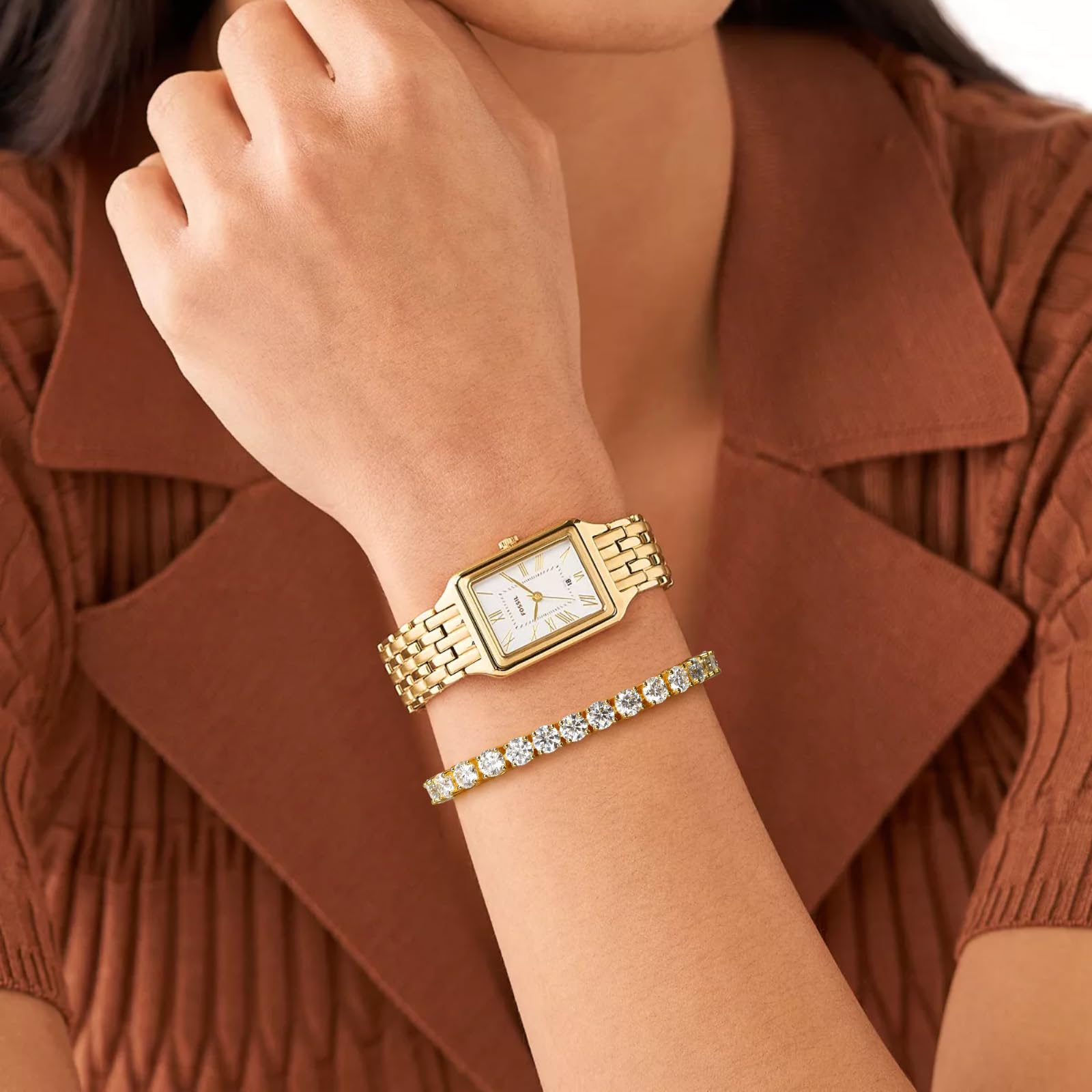 LANE WOODS Moissanite Tennis Bracelet for Women - 14K Gold Plated 925 Sterling Silver Simulated Diamond Bracelet, Elegant Jewelry Gift for Valentine's Day, Anniversary, Birthday & Special Occasions