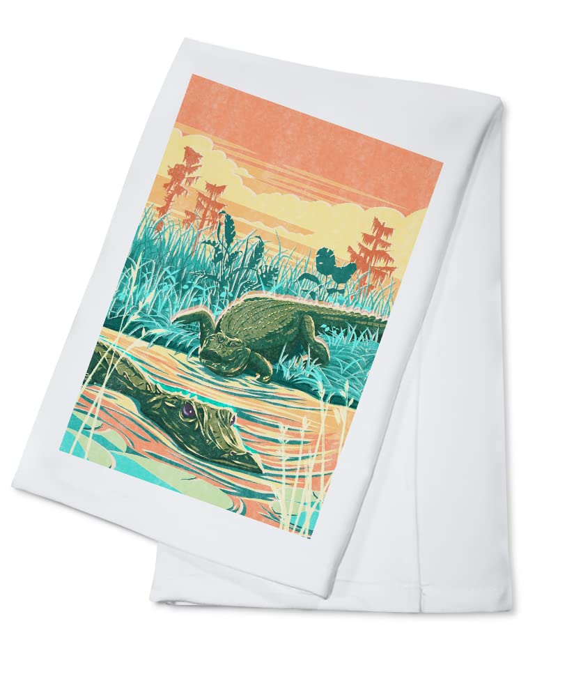 Vintage Alligator Print Press 100% Cotton Tea Towel - Decorative Hand Towel for Kitchen & Home Decor - Perfect for Dish Drying, Gift Giving, and Farmhouse Style Decor