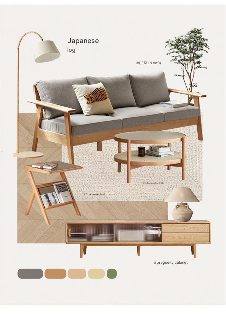 Solid Oak & Beech Wood TV Stand - Modern Entertainment Center for Living Room, Bedroom - Durable & Stylish TV Console with Storage Shelves