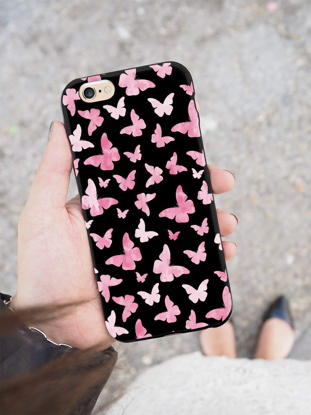 **Inspired Cases - iPhone Xs Max Case - 3D Textured Protective Cover for Apple iPhone Xs Max - Pink Butterflies & Black - Slim Fit, Shockproof, Anti-Scratch - Perfect for Daily Use, Travel & Outdoor Activities**