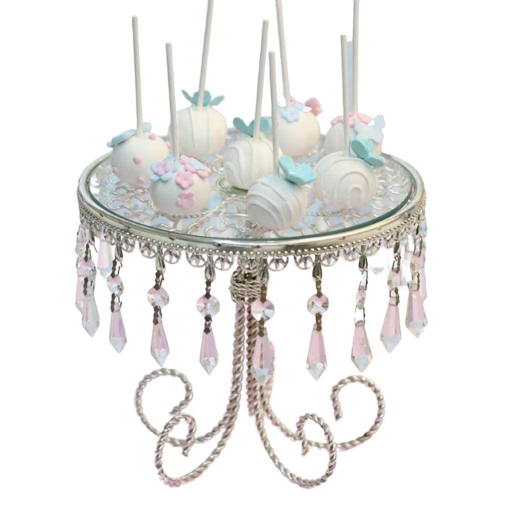 Elegant Crystal Cake Stand for Weddings & Birthdays - Round Metal Pedestal Display Plate for Desserts, Cupcakes & Party Decor (Large Size) - Perfect for Wedding Receptions, Birthday Parties & Special Events