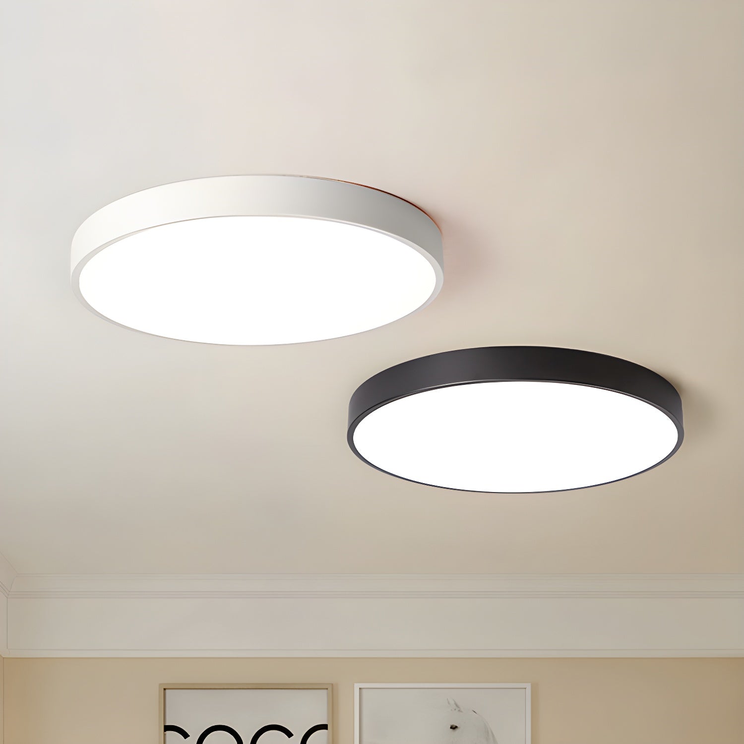 Modern Circular Slimline Ceiling Light Fixture - Energy Efficient LED Flush Mount Lighting for Bedroom, Kitchen, Living Room & Office