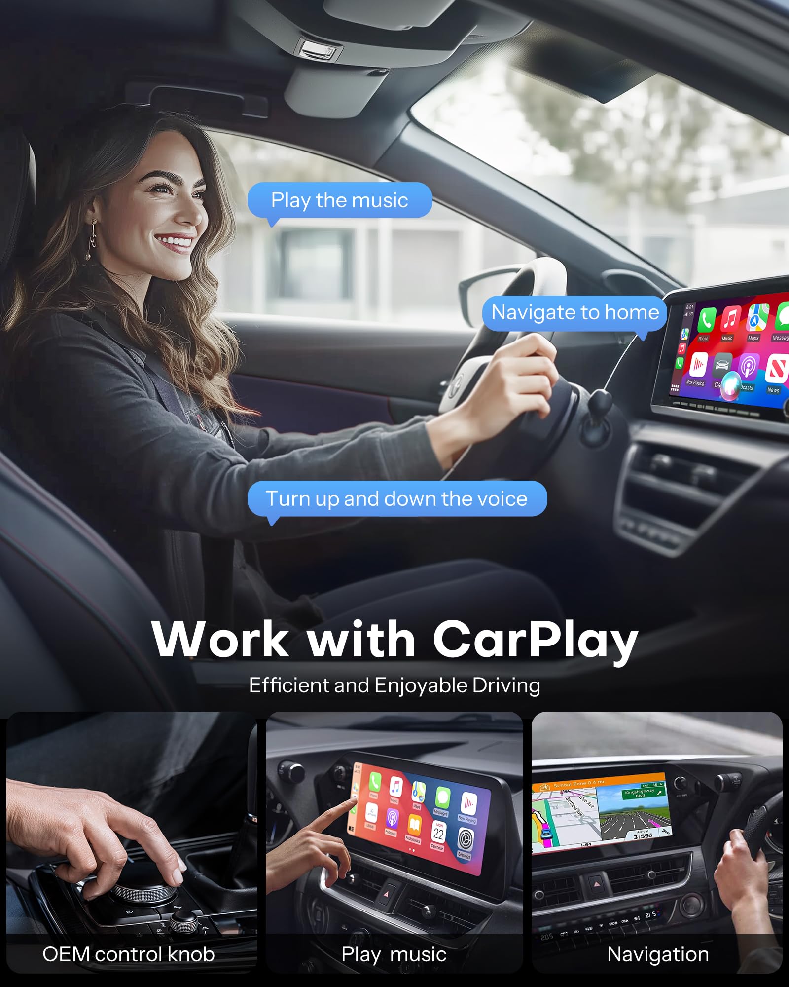 Wireless CarPlay Adapter for iPhone - Mini Plug & Play Dongle Converts Wired to Wireless CarPlay (iOS 10+, Compatible with 800+ Car Models) - Perfect for Commuting, Road Trips & Hands-Free Driving