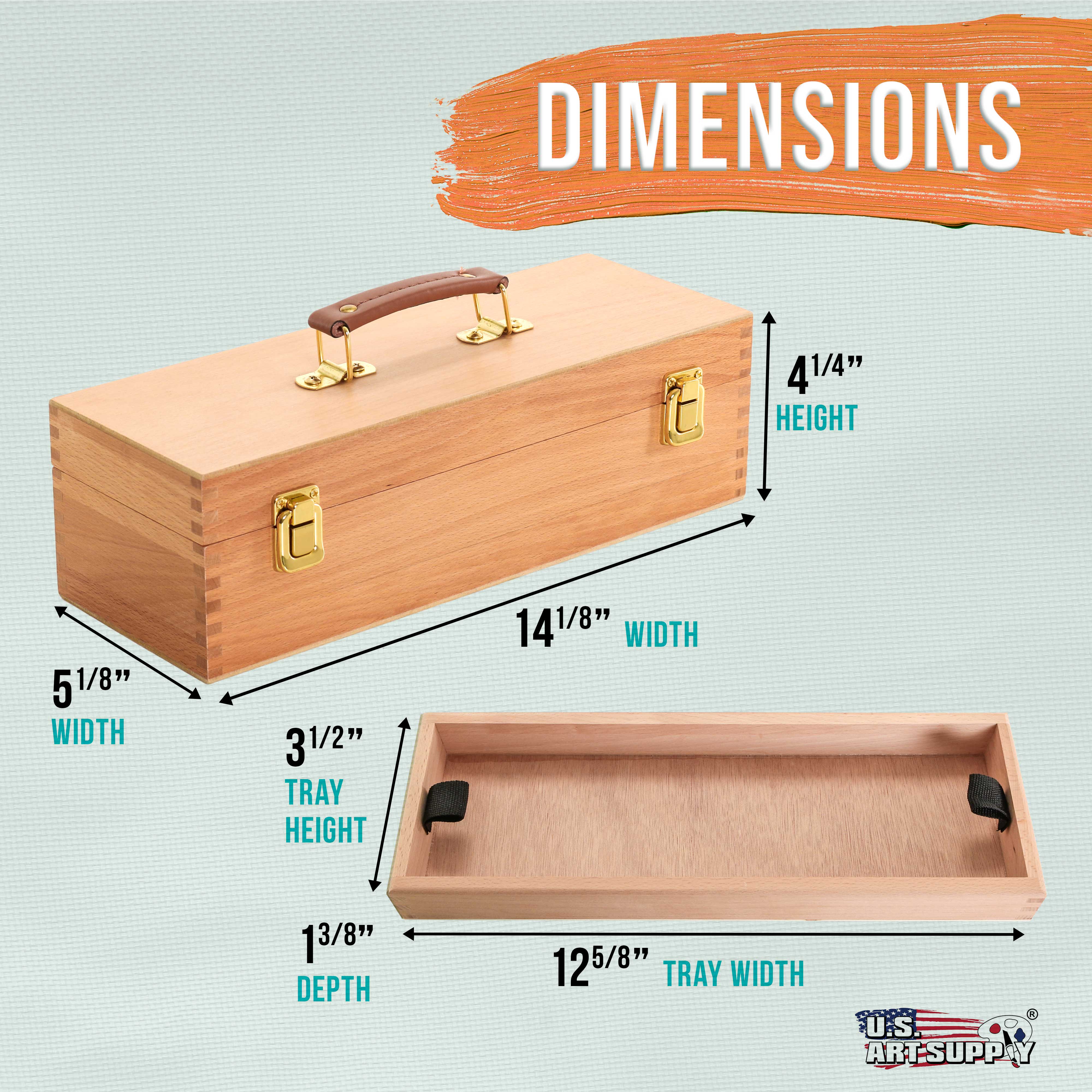 Multi-Function Unfinished Beechwood Artist Tool Storage Box with Removable Tray & Locking Clasps - Organize Paints, Pastels, Pencils & Art Supplies - Perfect for Artists, Students & DIY Crafters - Portable & Secure for Studio, Classroom & Travel Use