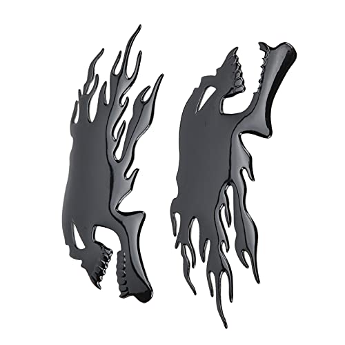 3D Flame Skull Motorcycle Stickers - 2Pcs Fuel Decals for Helmets & Bikes